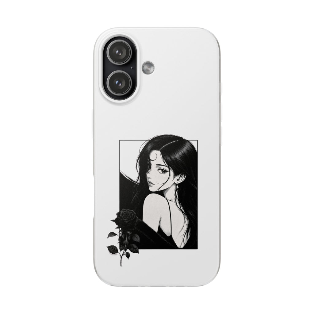 Anime Girl Noir Black Rose Illustration Flexi Case