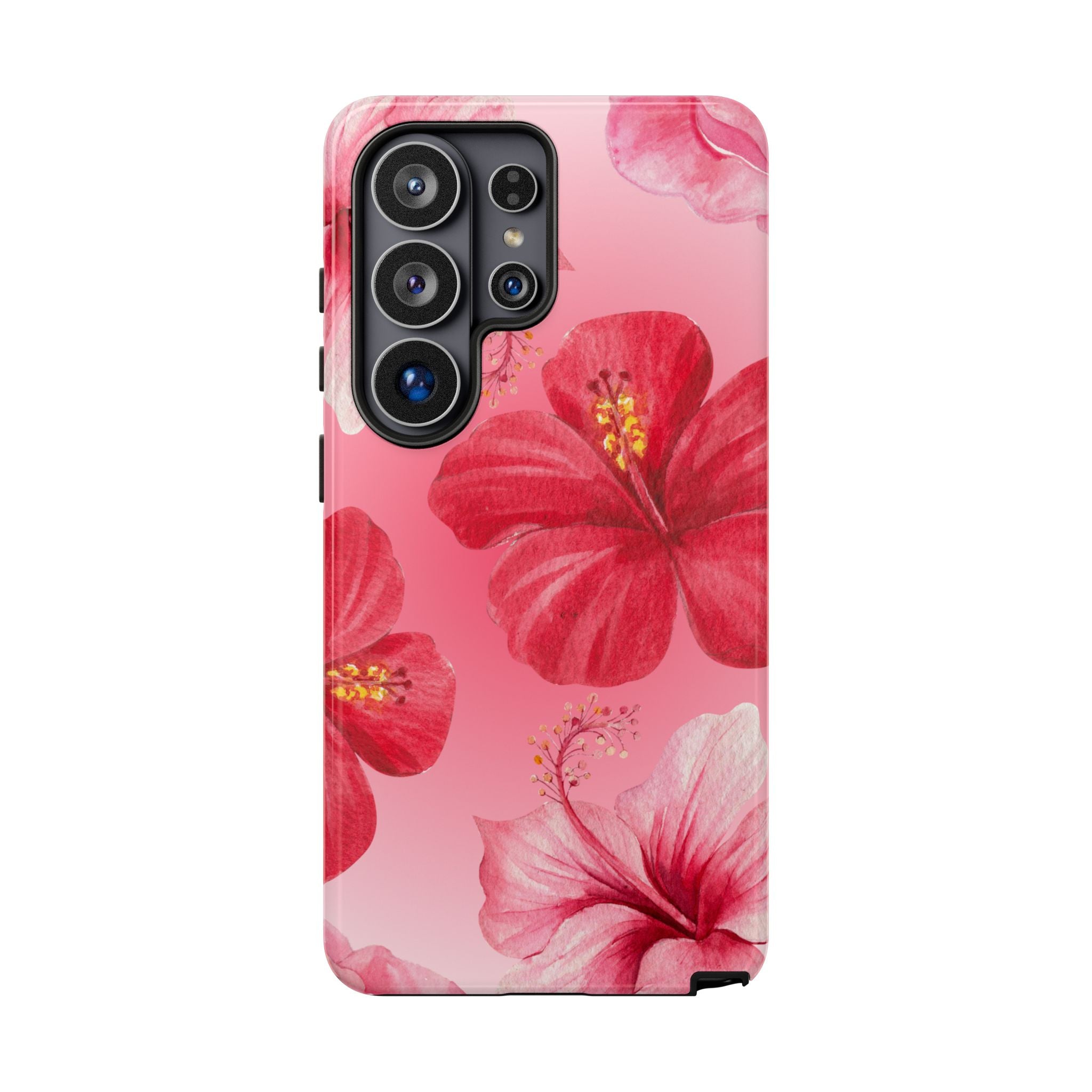 Hibiscus Pink Tough Phone Case — Floral Tropical Protective Cover