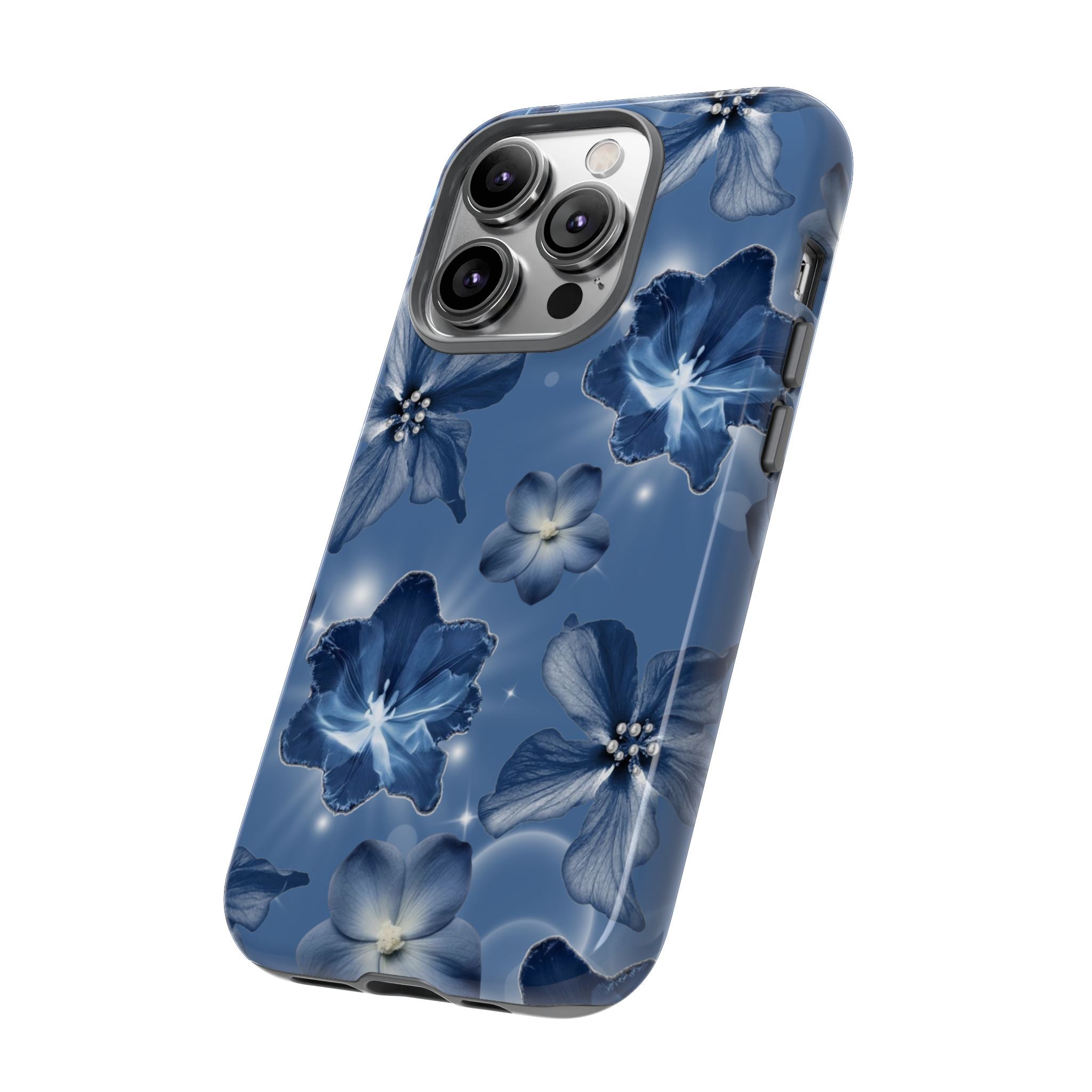 Blue Floral Tough Phone Case — Protective Blossom Design