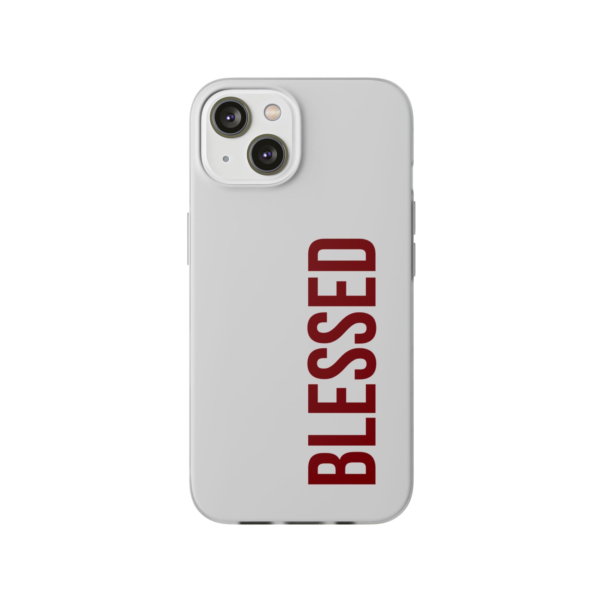 Blessed Phone Case — Vertical Red Typography Clear Flexi Case