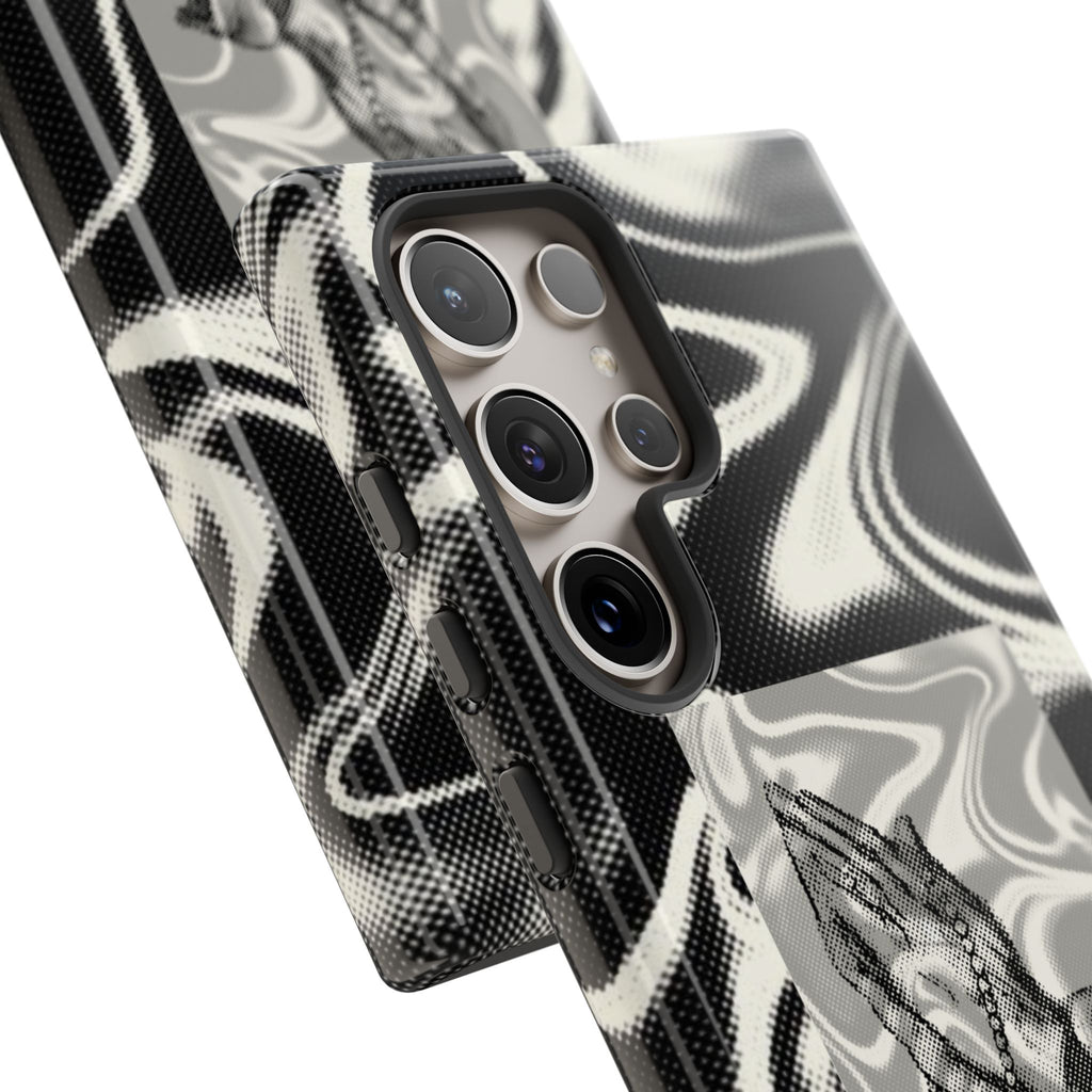 Praying Hands Phone Case – Black White Marble Spiritual Design