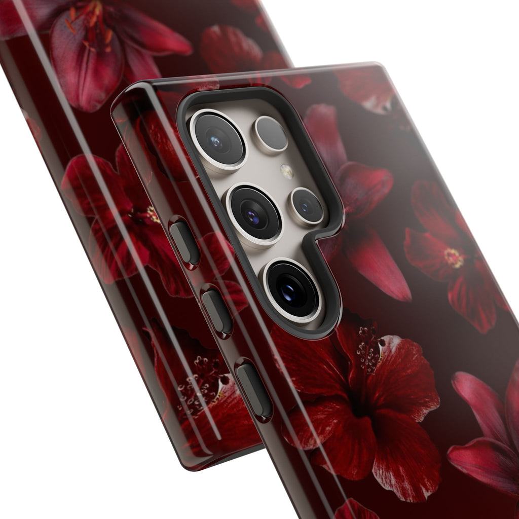 Tough Cases - Dark Red Floral Phone Case