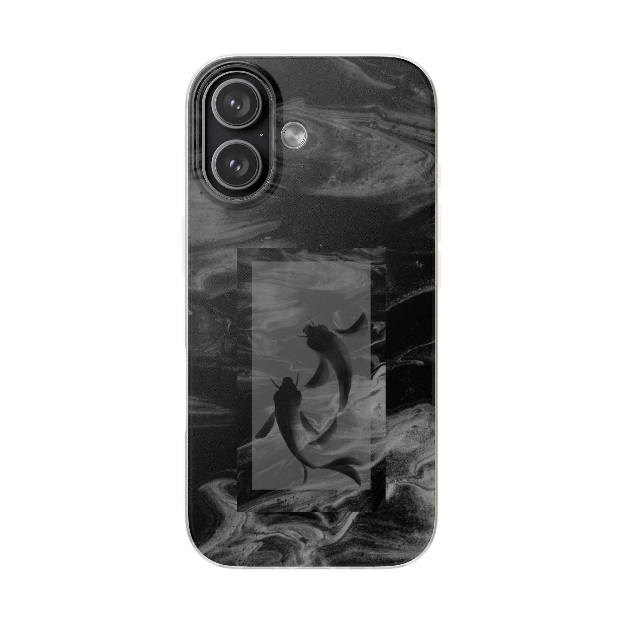 Black Koi Phone Case — Minimalist Monochrome Fish Design