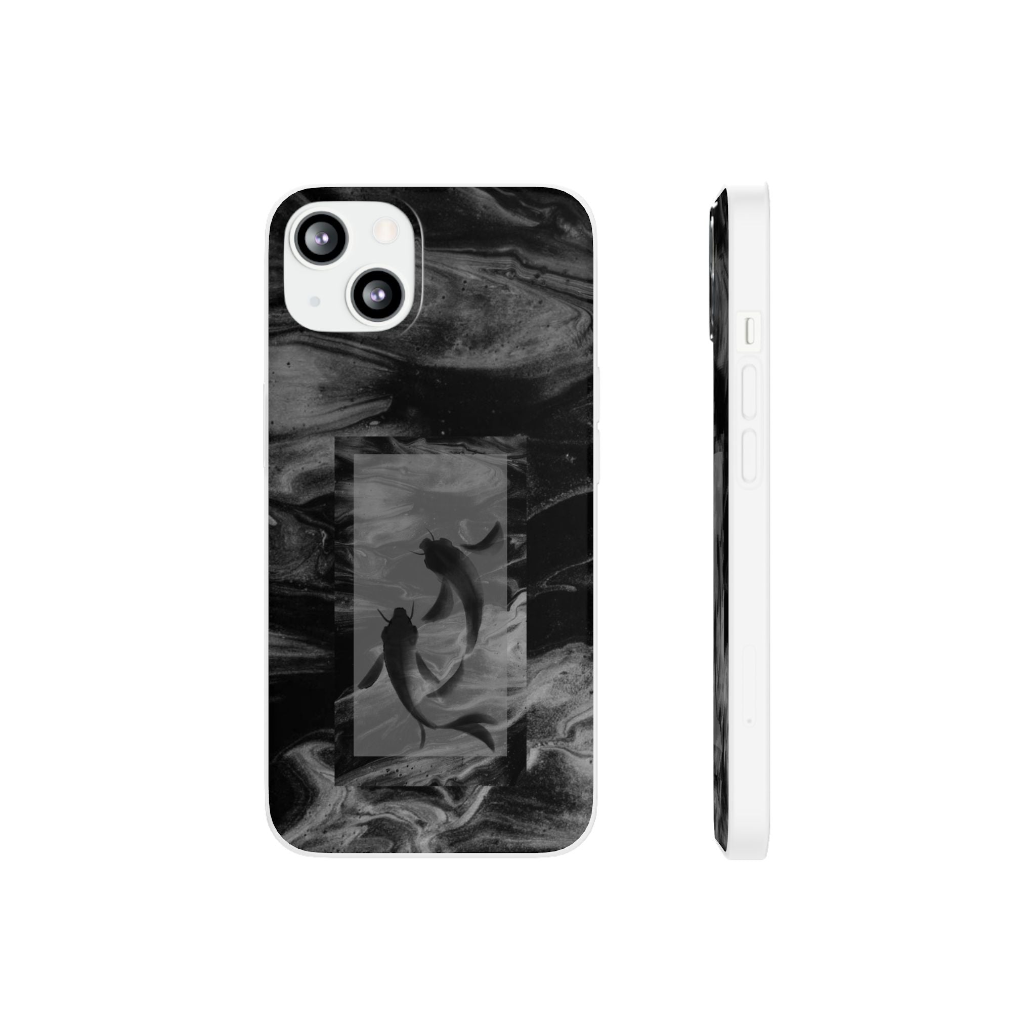 Black Koi Phone Case — Minimalist Monochrome Fish Design