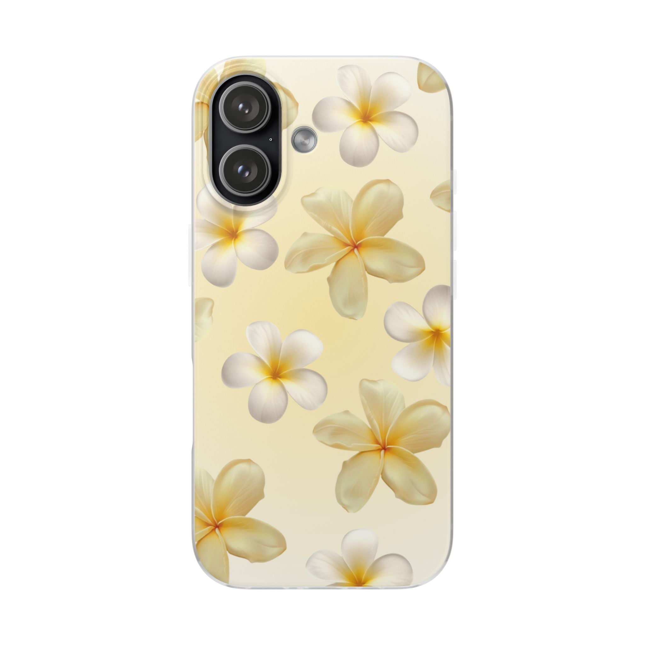 Plumeria Floral Flexi Phone Case — Tropical Yellow Flower Protective Cover