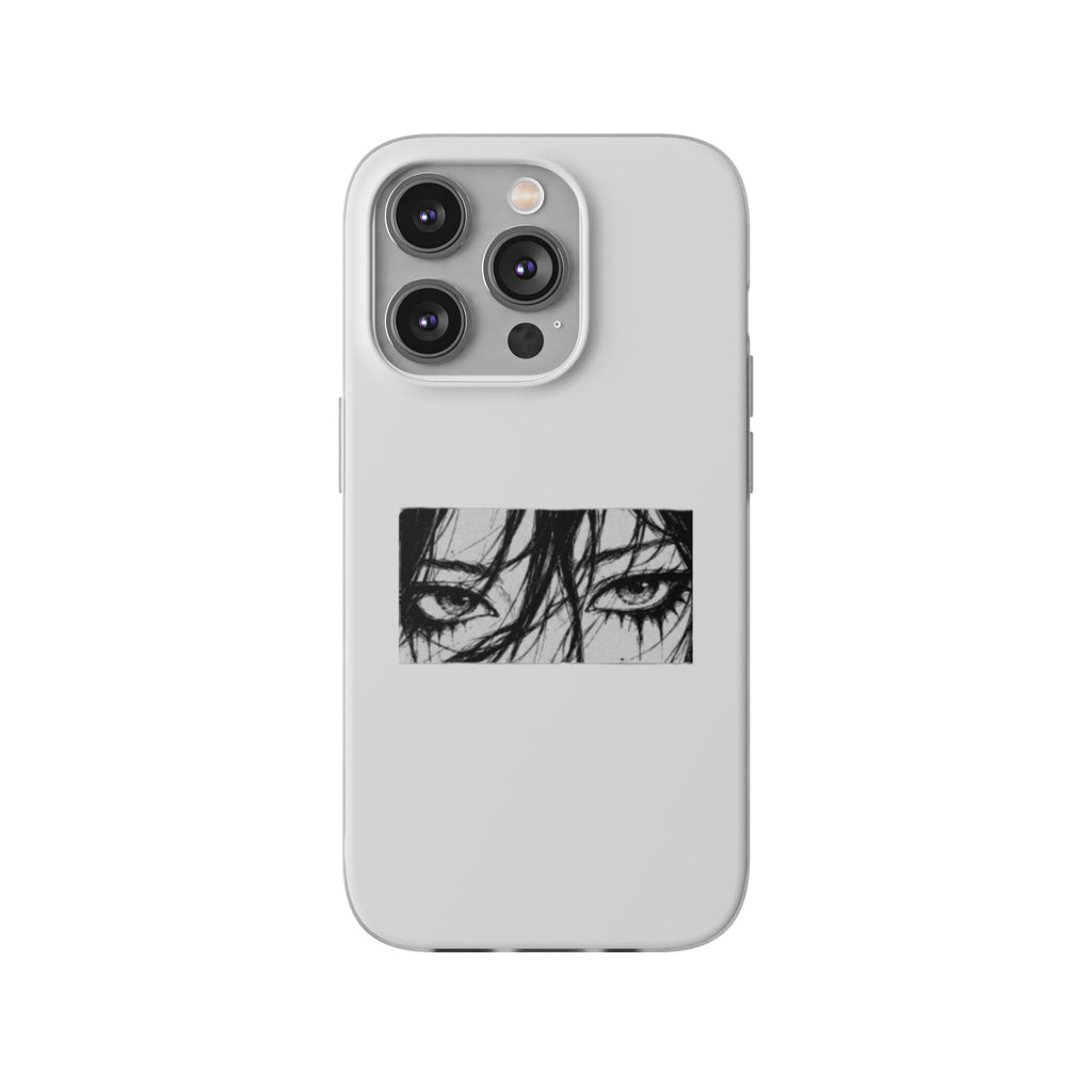 Anime Eyes Illustration Phone Case - Moody Black & White Flexi Case