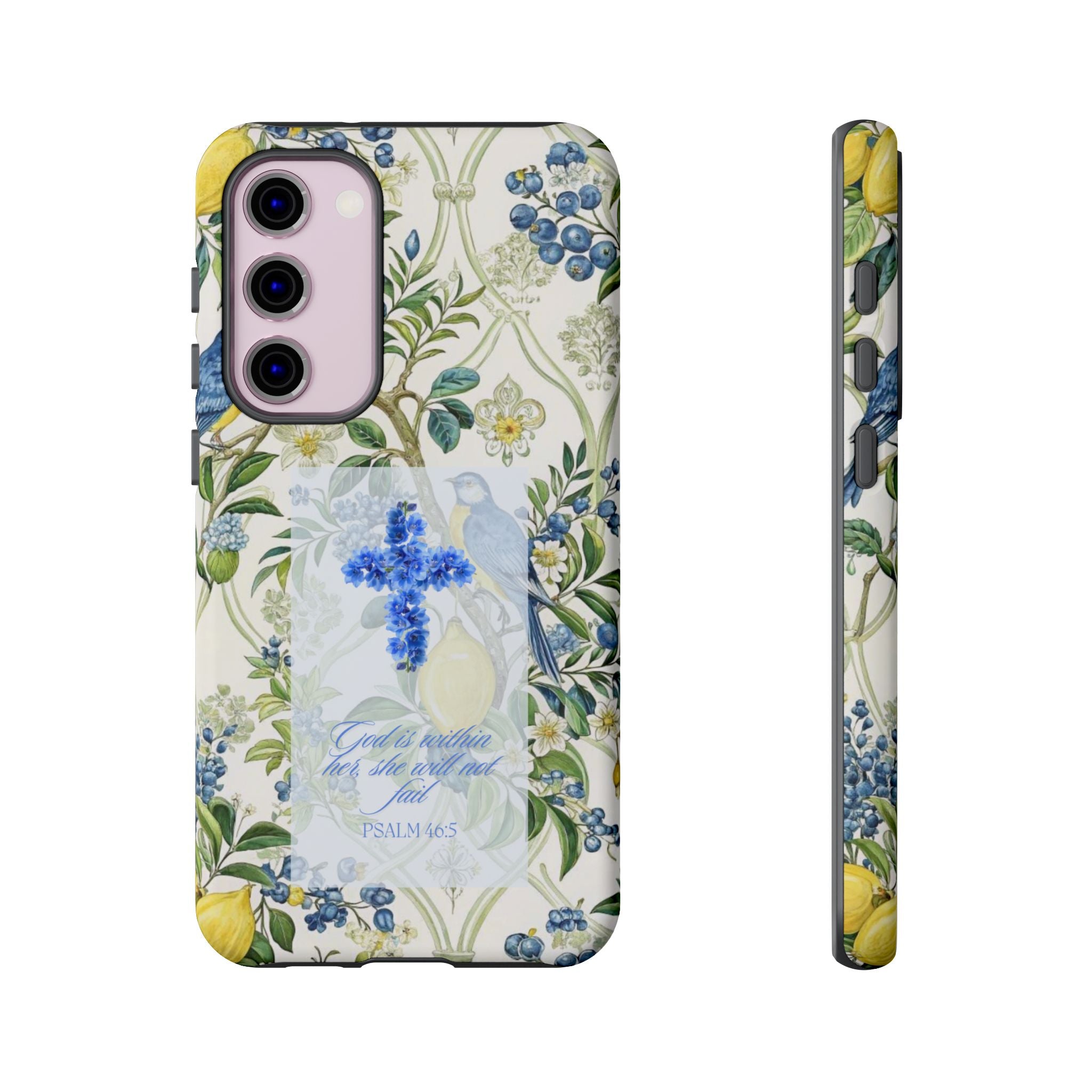 Floral Cross Tough Phone Case — Psalms Blessing Protective Cover