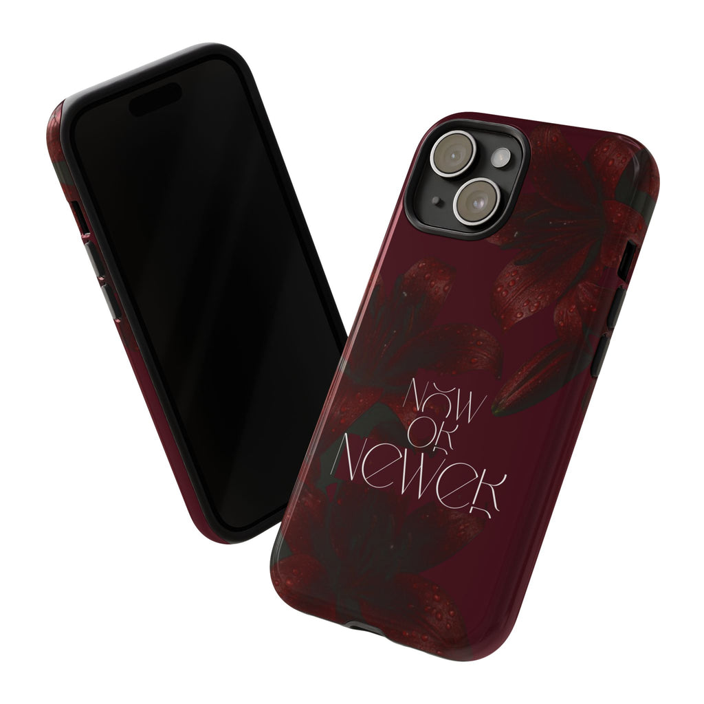 Tough Cases – Burgundy Floral “Now or Never” Protective Phone Case