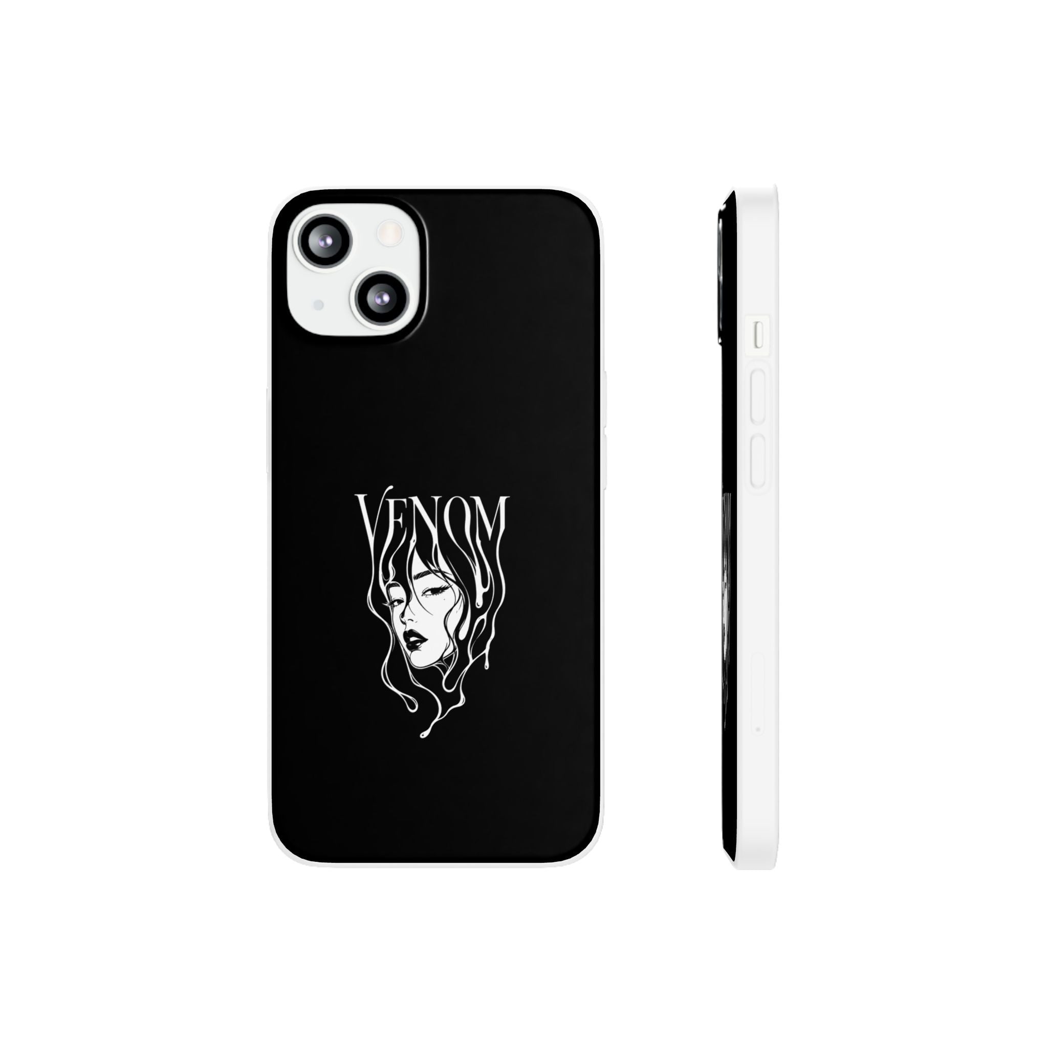 Venom Goth Phone Case — Black Protective Flexible Phone Case with Dark Femme Artwork