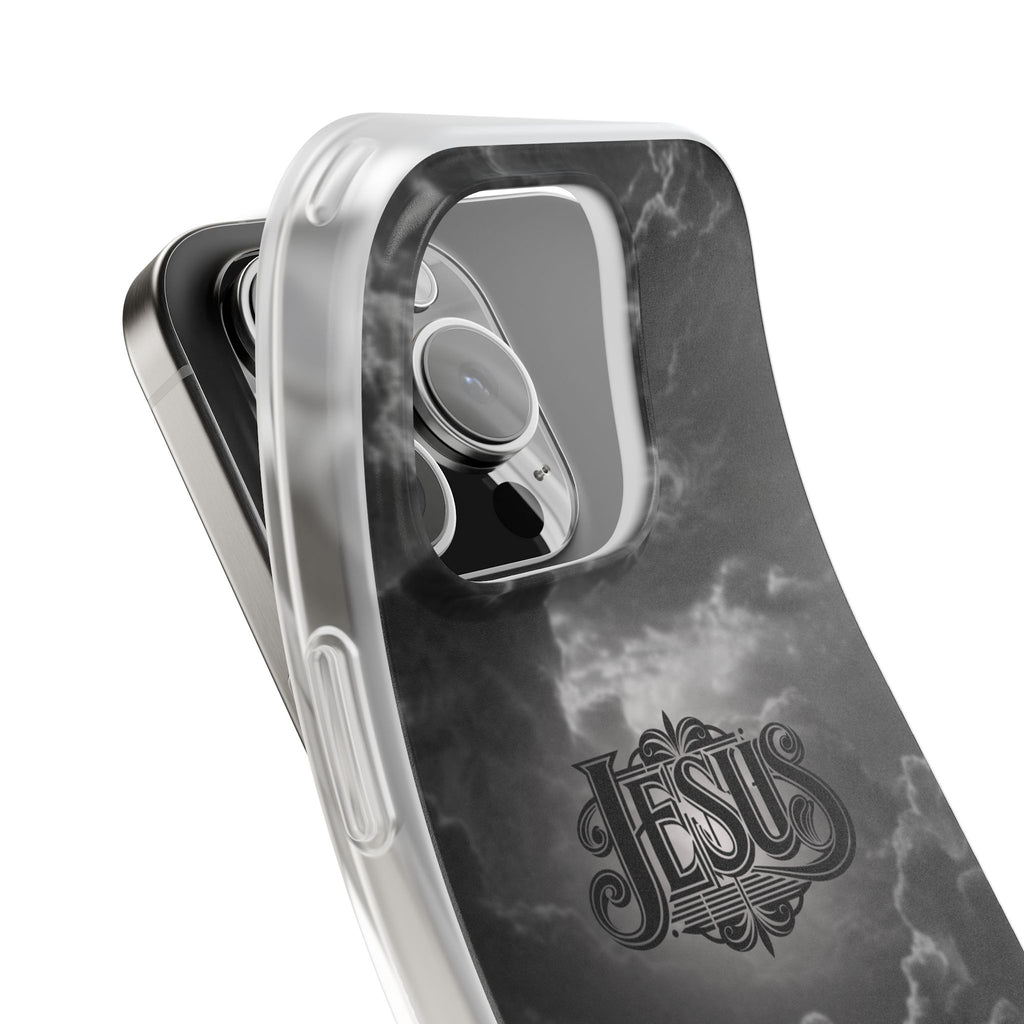 Jesus Cloud Phone Case — Faith-Inspired Flexi Case with 'Jesus' Script