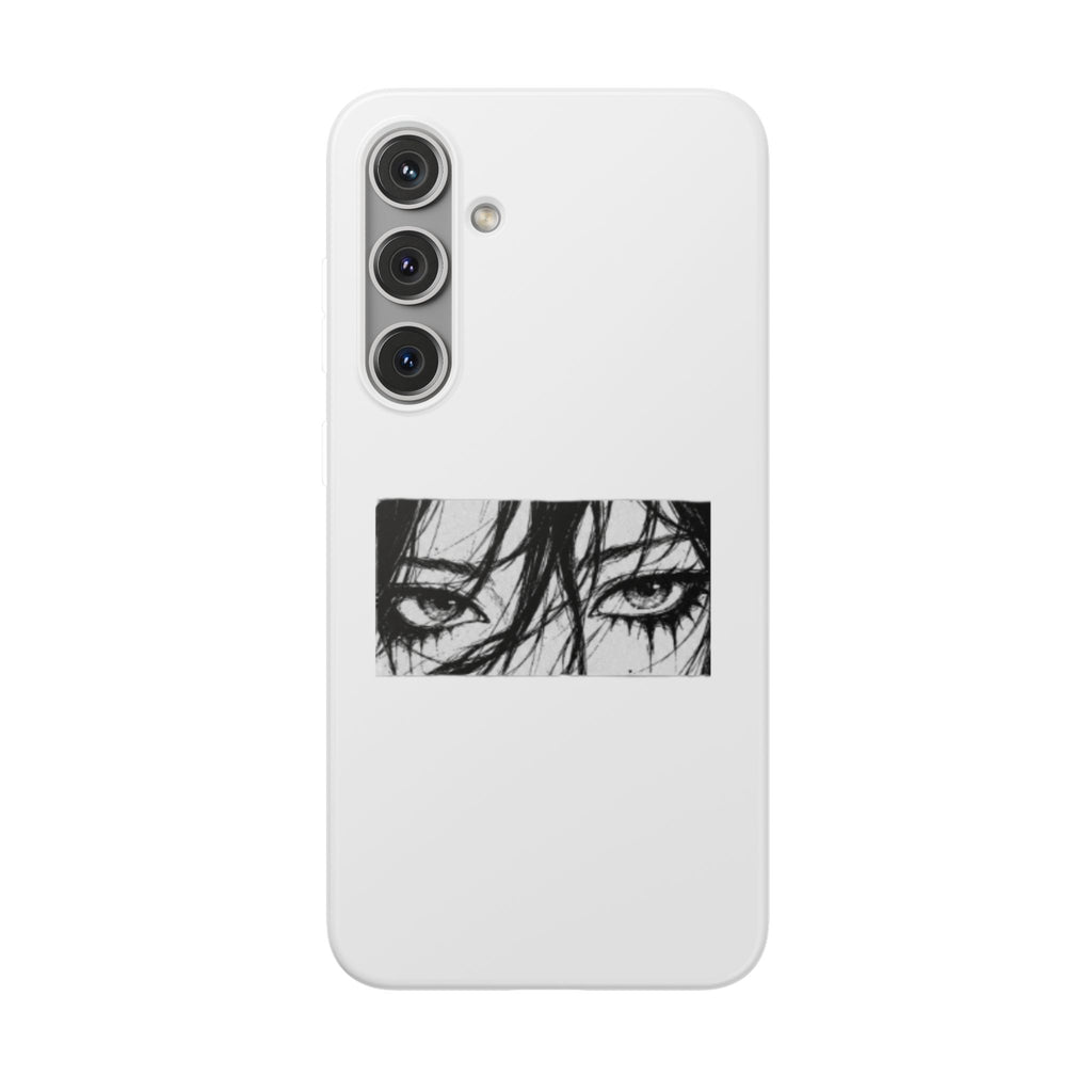 Anime Eyes Illustration Phone Case - Moody Black & White Flexi Case