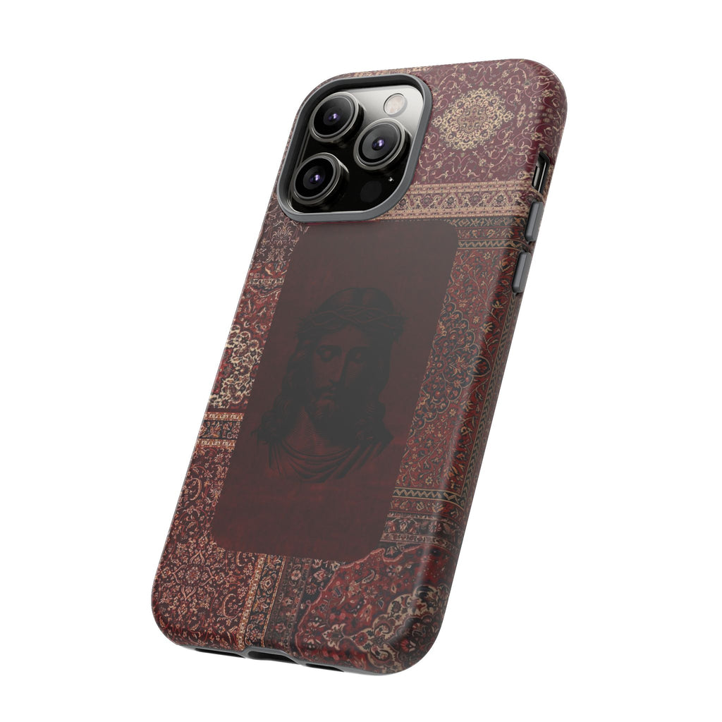 Religious Vintage Rug Phone Case — Jesus Portrait Tough Case