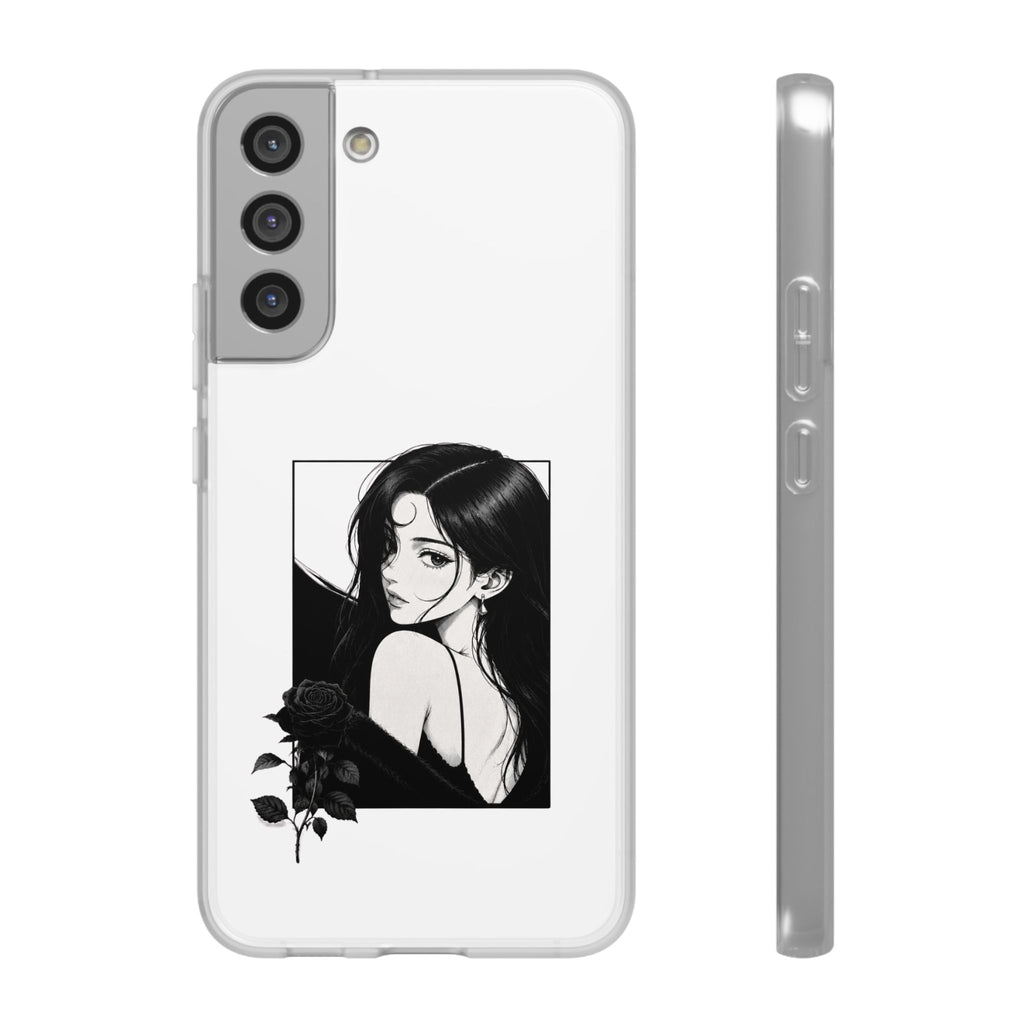 Anime Girl Noir Black Rose Illustration Flexi Case