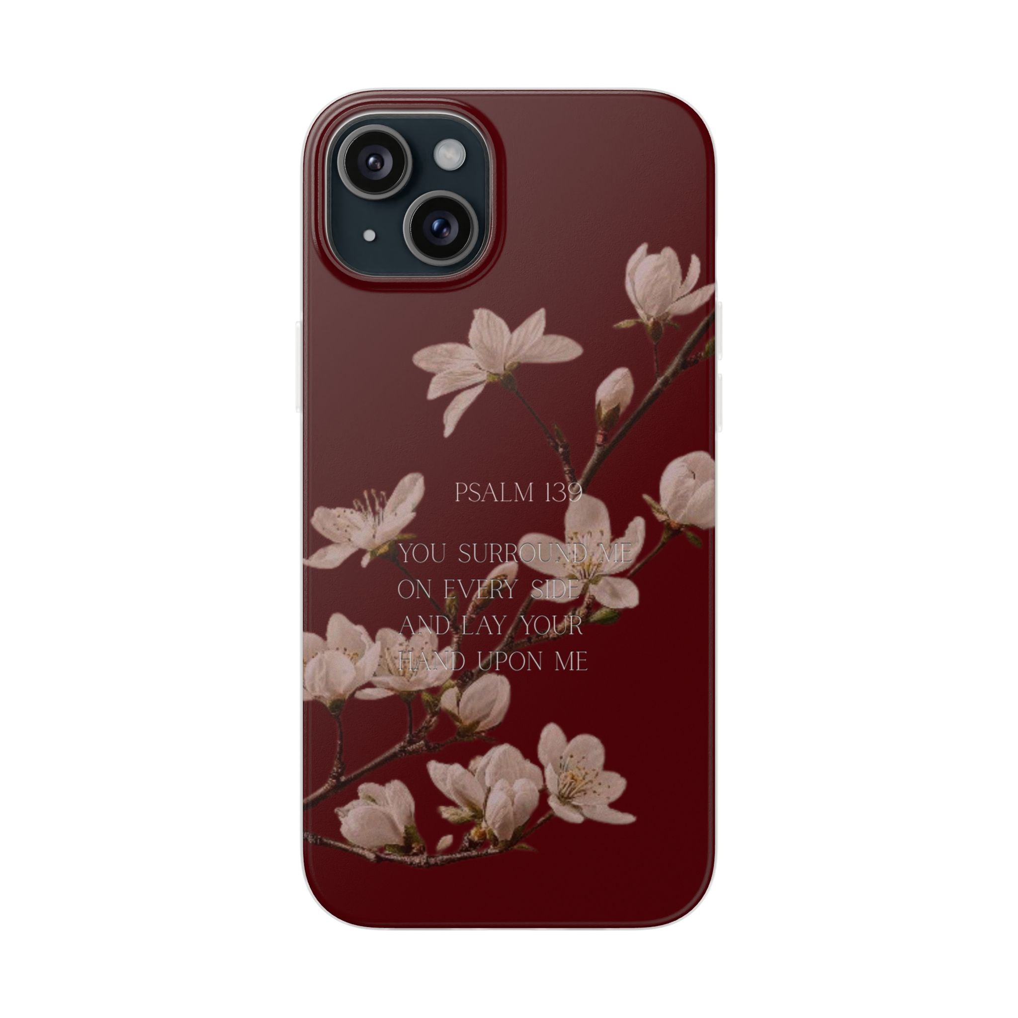 Floral Psalm Phone Case — Psalm 139 Scripture Cherry Blossom iPhone Cover