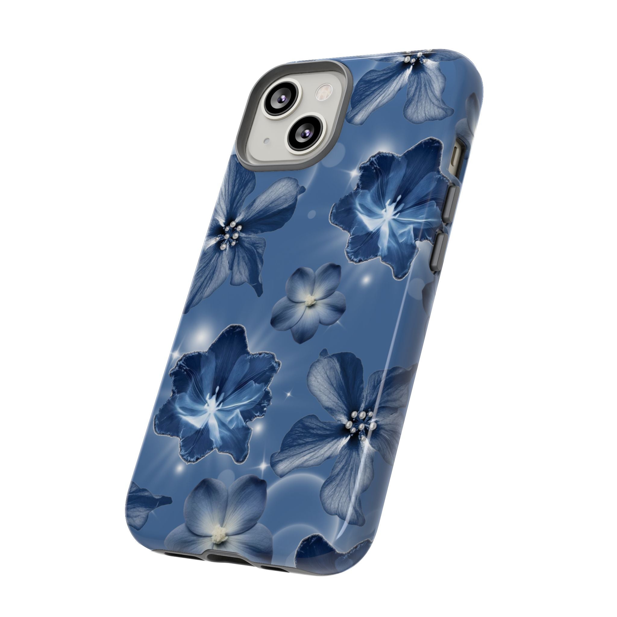 Blue Floral Tough Phone Case — Protective Blossom Design