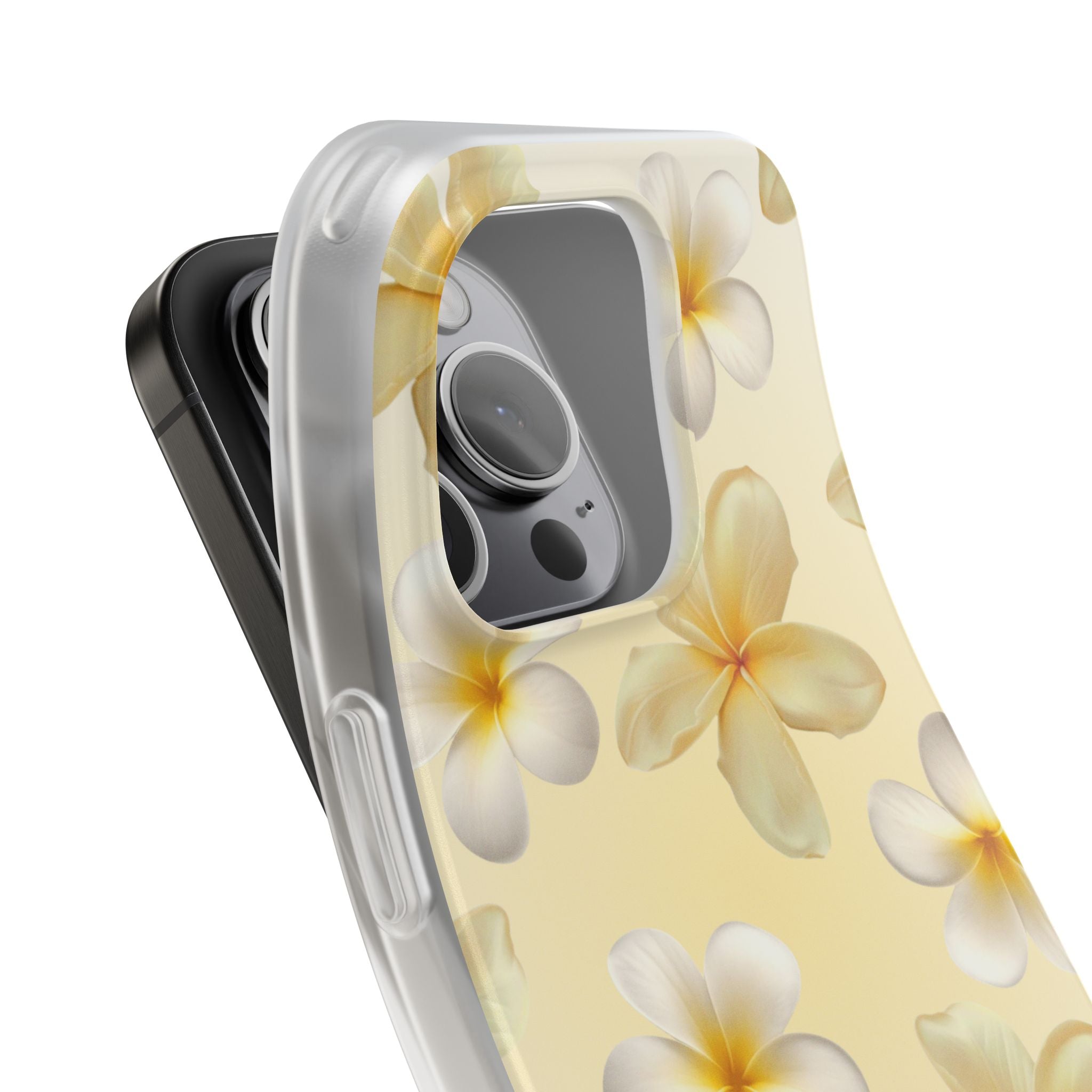 Plumeria Floral Flexi Phone Case — Tropical Yellow Flower Protective Cover