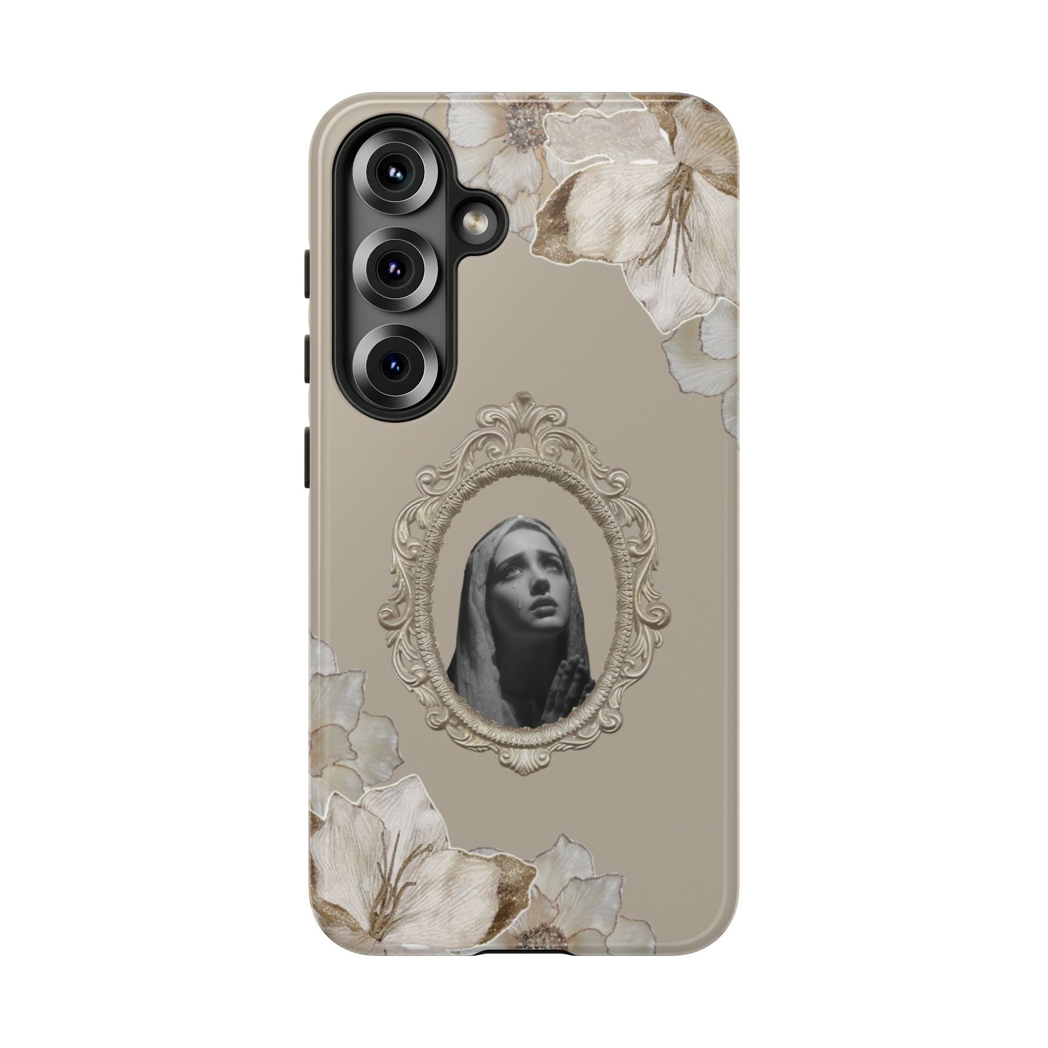 Vintage Floral Phone Case with Sacred Madonna Portrait
