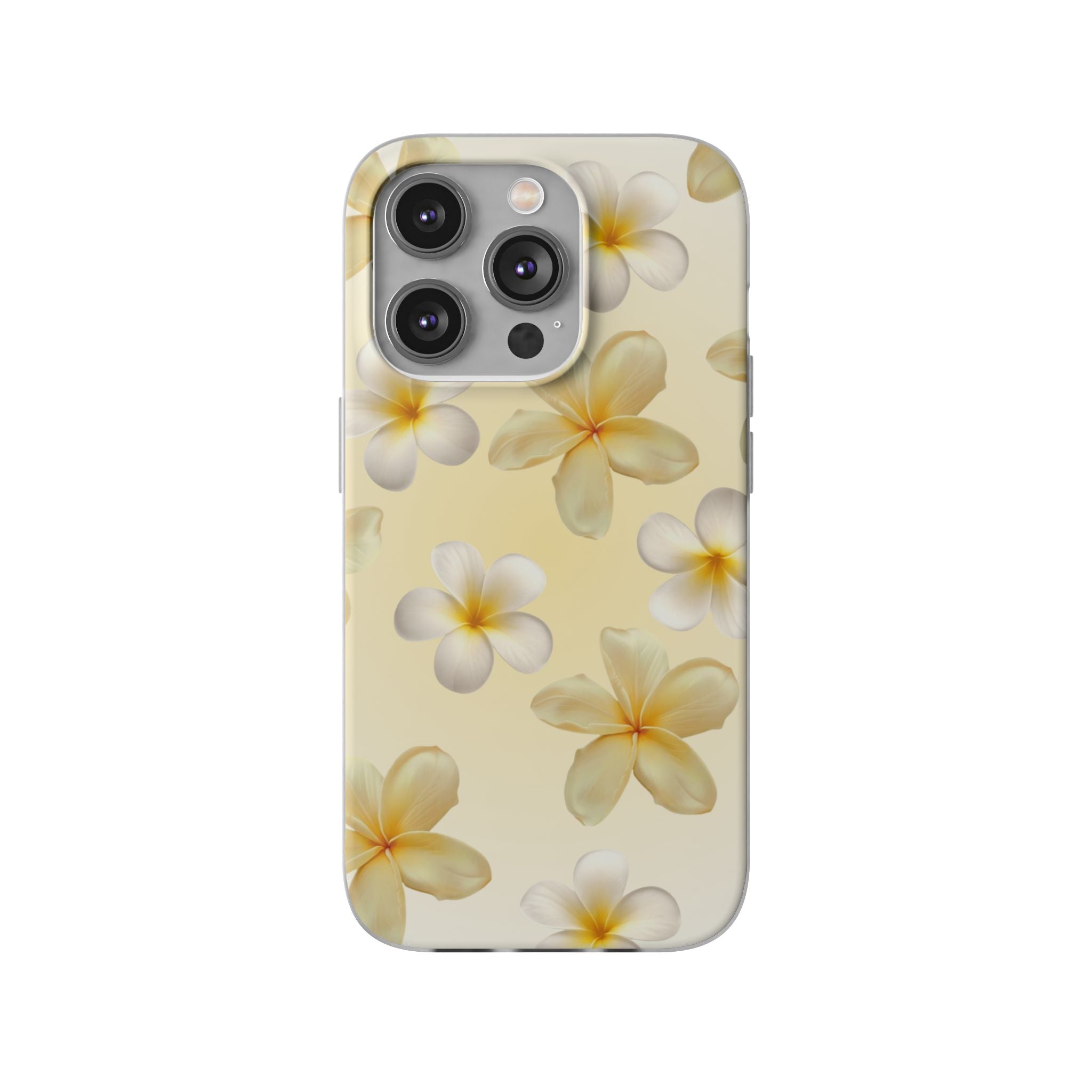 Plumeria Floral Flexi Phone Case — Tropical Yellow Flower Protective Cover