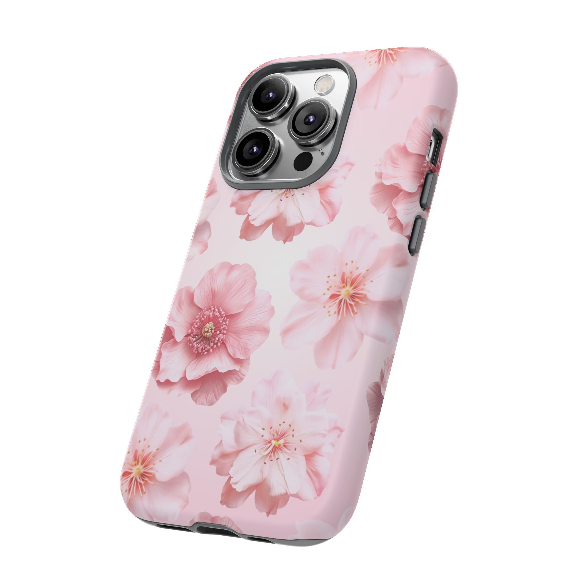 Pink Floral Tough Phone Case — Protective Sakura Blossom Design