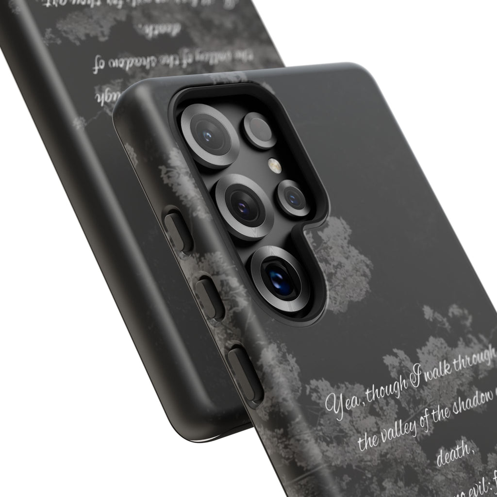 Bible Verse Phone Case — Psalm 23:4 Comfort Black Protective Cover