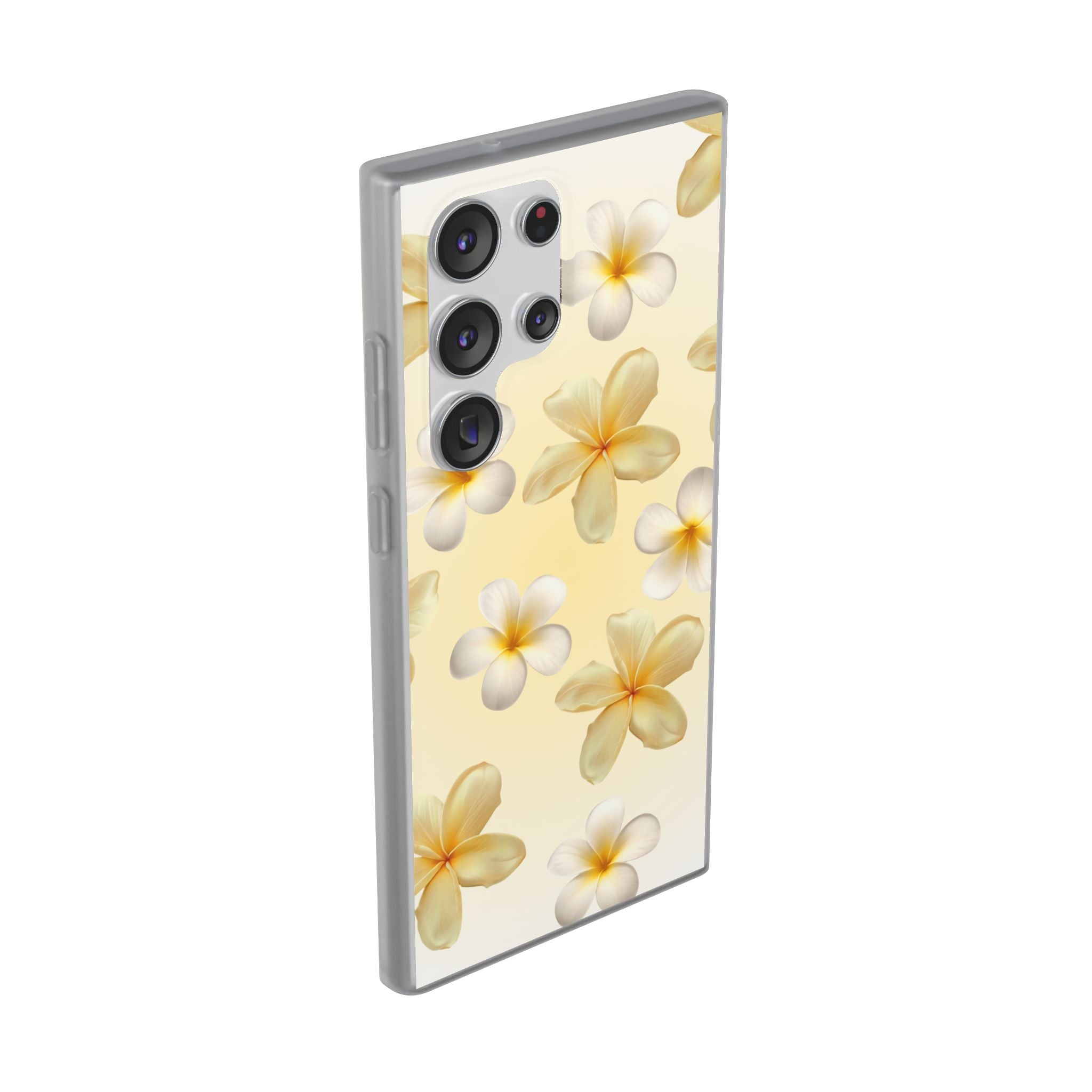 Plumeria Floral Flexi Phone Case — Tropical Yellow Flower Protective Cover