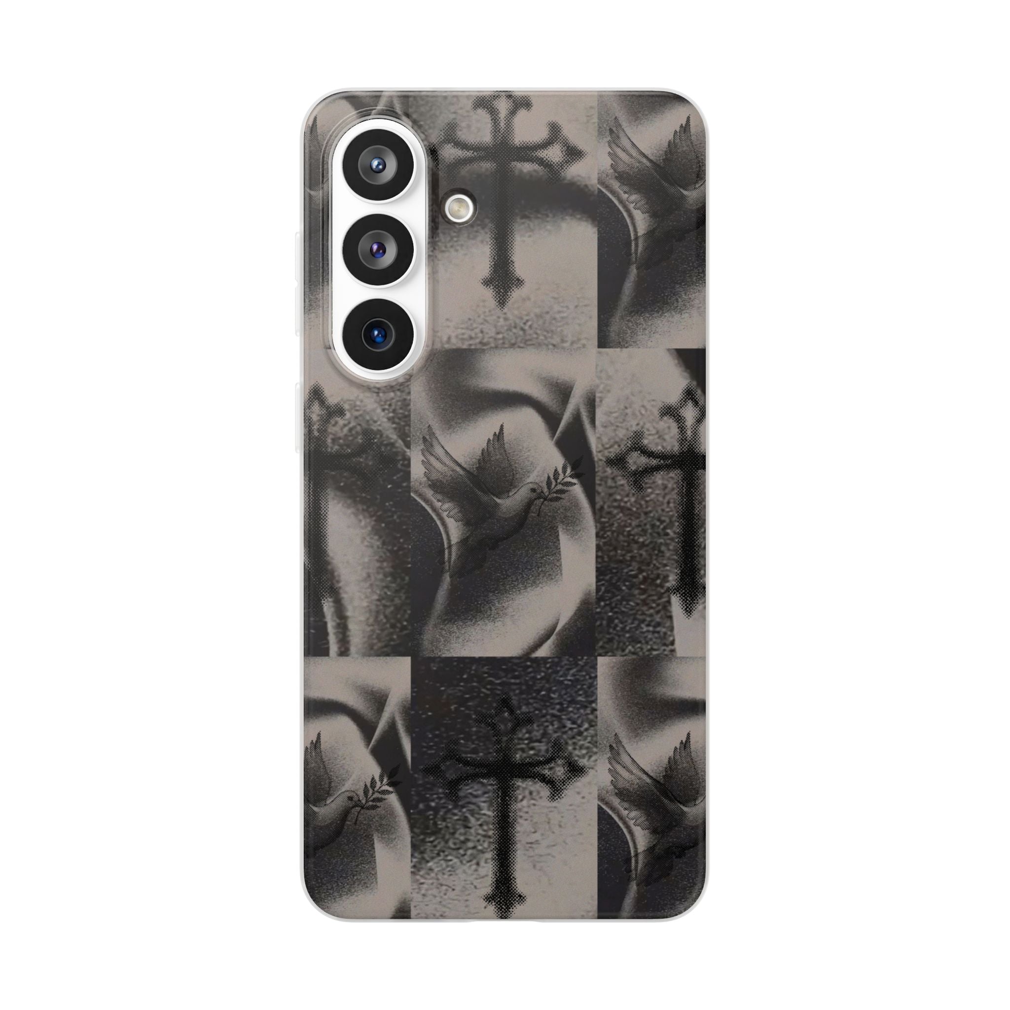 Phone Case — Dove & Cross Checkerboard Design
