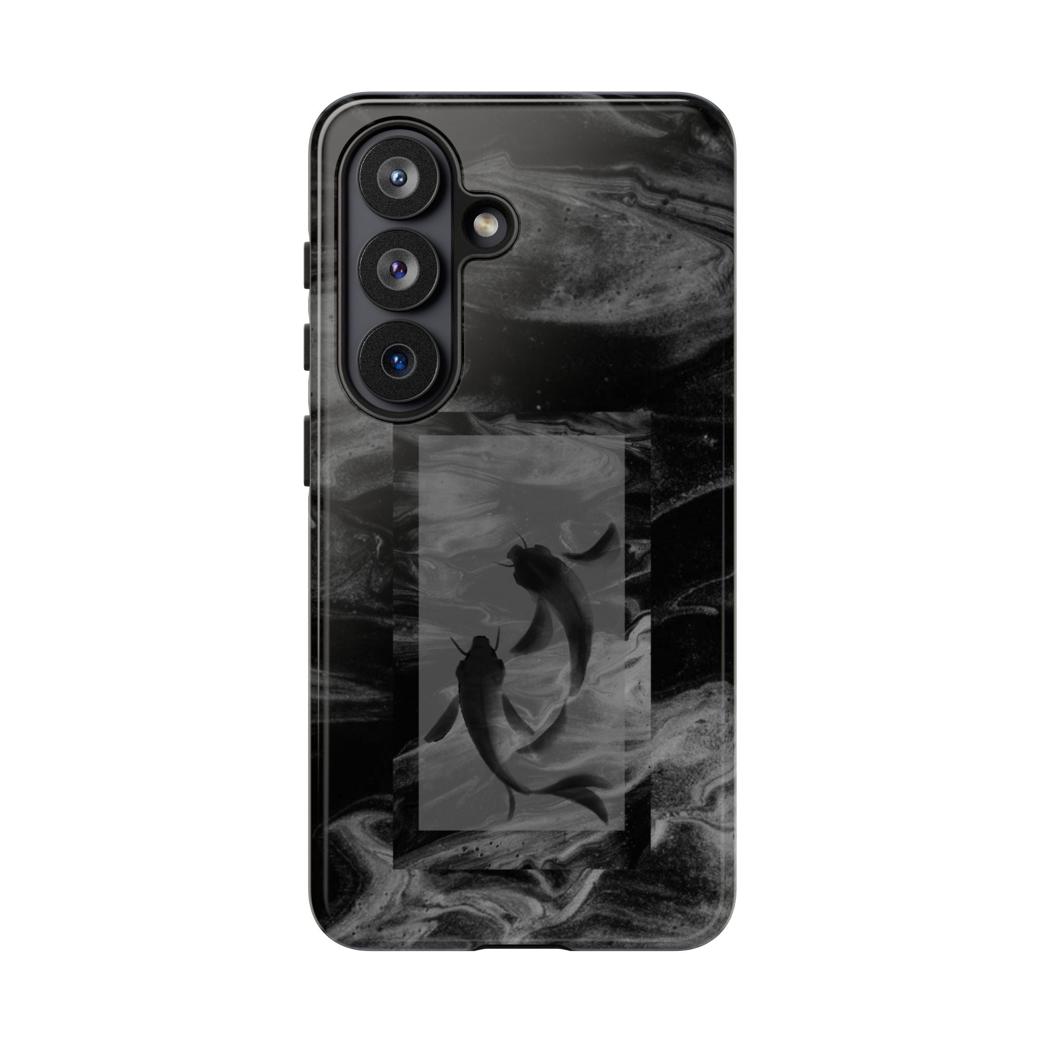 Koi Yin-Yang Marble Phone Case – Black Smoky Art Protection