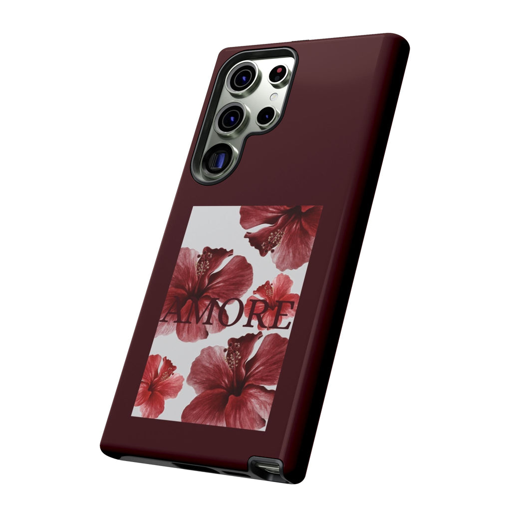 Amore Floral Phone Case — Burgundy Tough Protective Cover