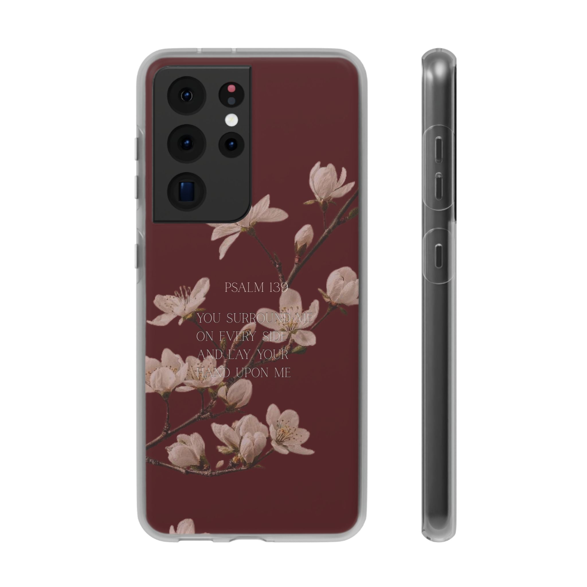 Floral Psalm Phone Case — Psalm 139 Scripture Cherry Blossom iPhone Cover