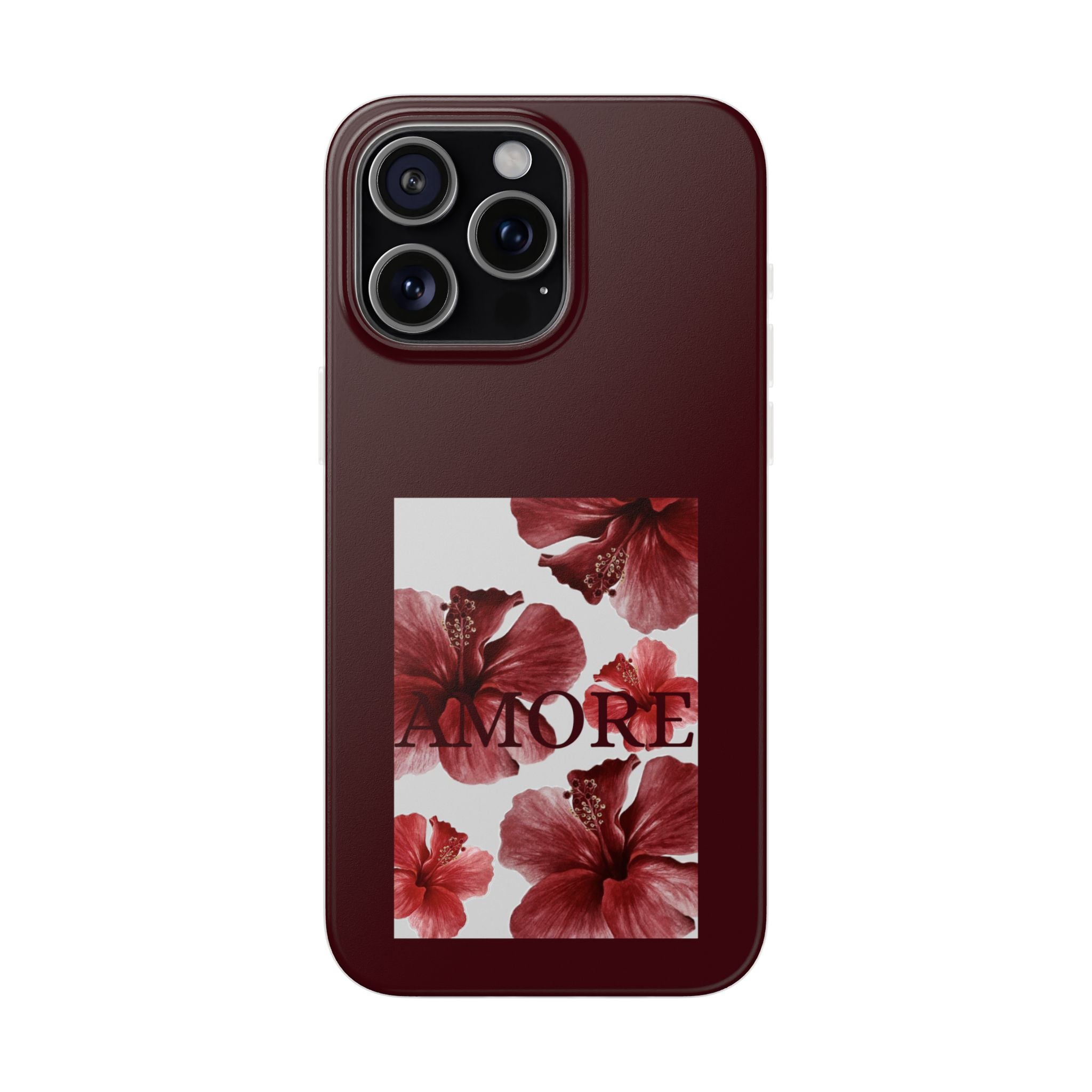 Floral Amore Phone Case — Burgundy Hibiscus Flexible Protection