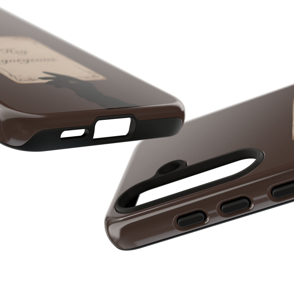 Hey Gorgeous Phone Case — Brown Lip Print & Shadow Hand Protective Cover