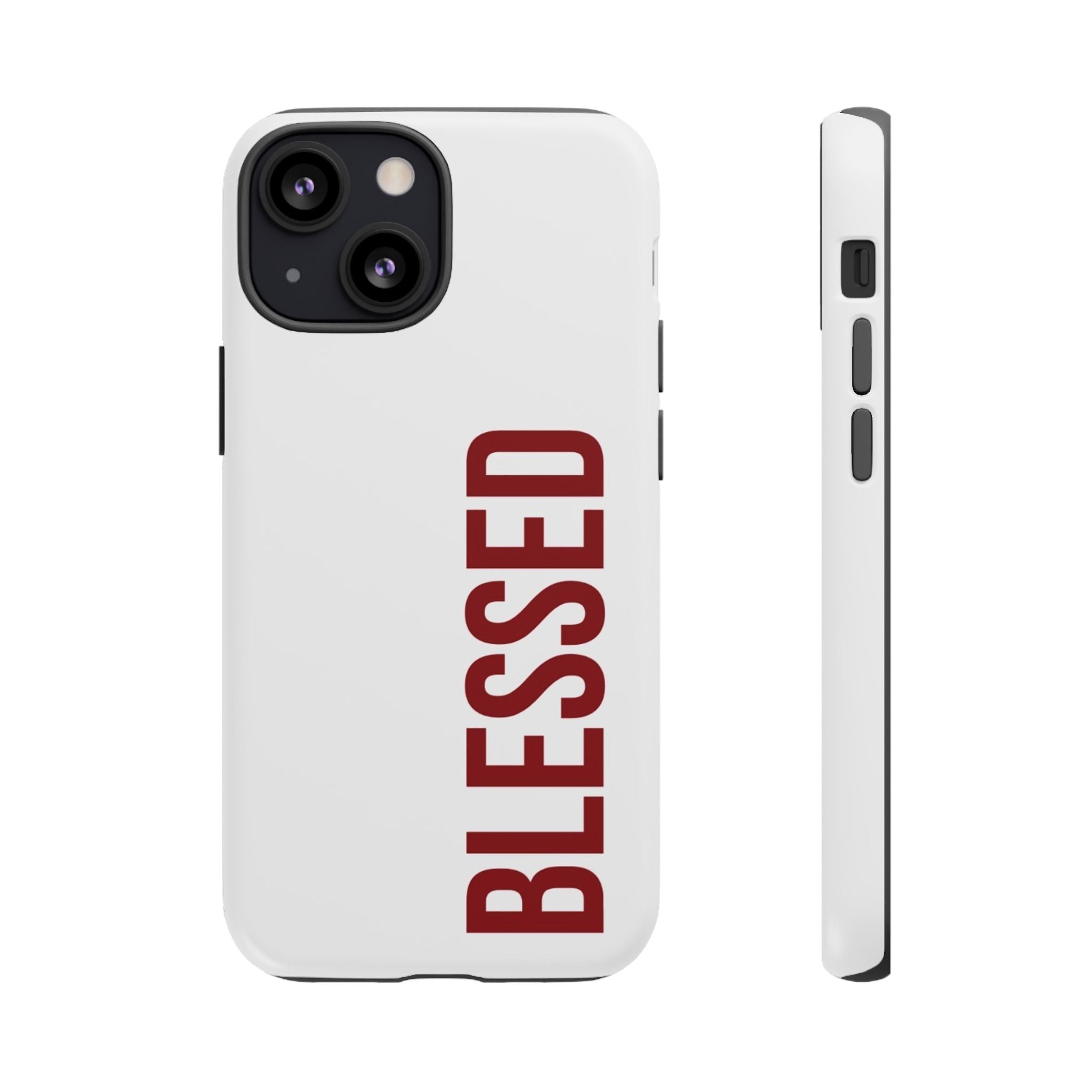 Blessed Vertical Phone Case — Protective Slim iPhone Cover with Red 'BLESSED' Text