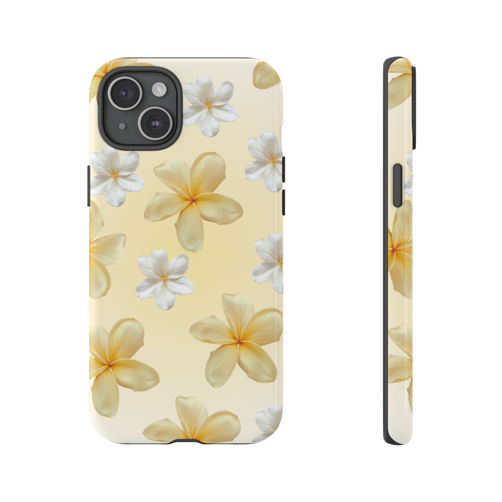Plumeria Floral Tough Phone Case — Yellow Tropical Protection