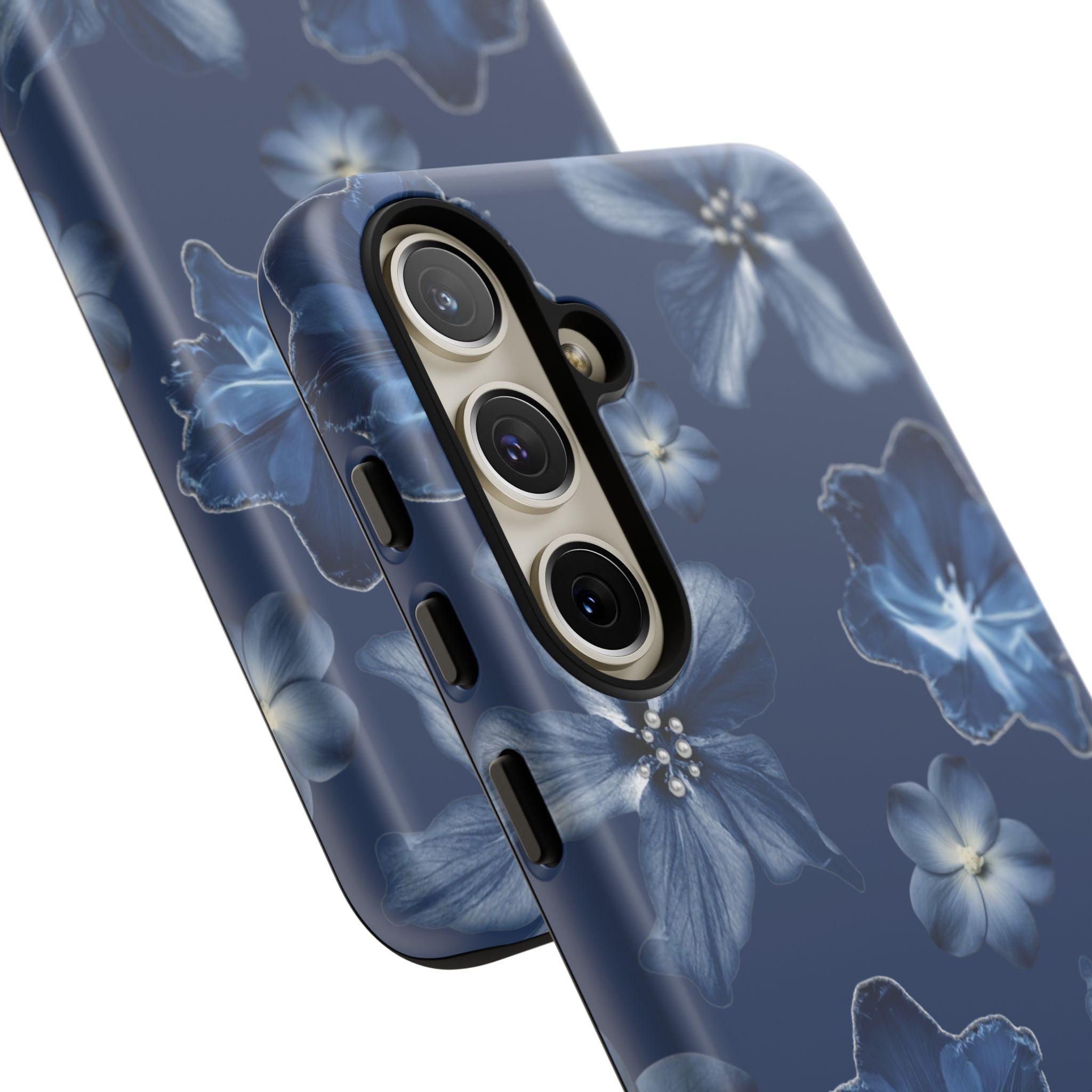 Navy Floral Tough Phone Case — Blue Bloom Protective Cover