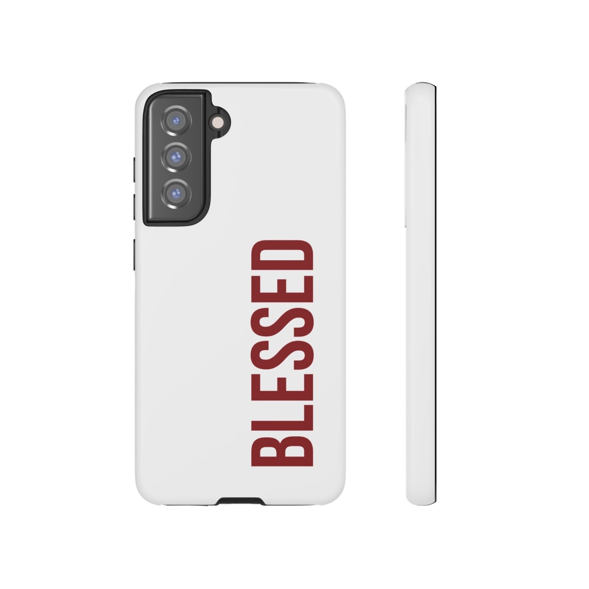 Blessed Vertical Phone Case — Protective Slim iPhone Cover with Red 'BLESSED' Text
