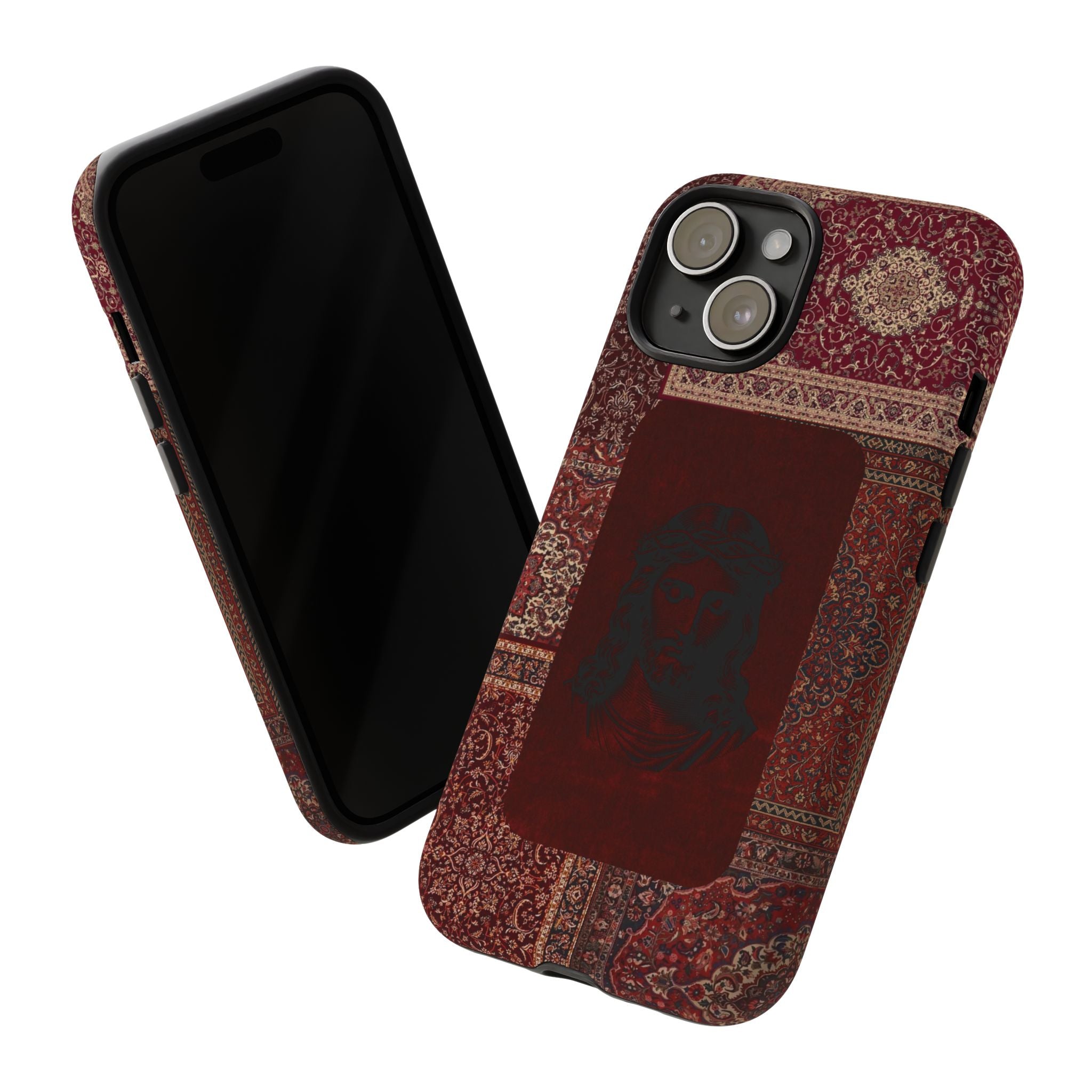 Religious Vintage Rug Phone Case — Jesus Portrait Tough Case