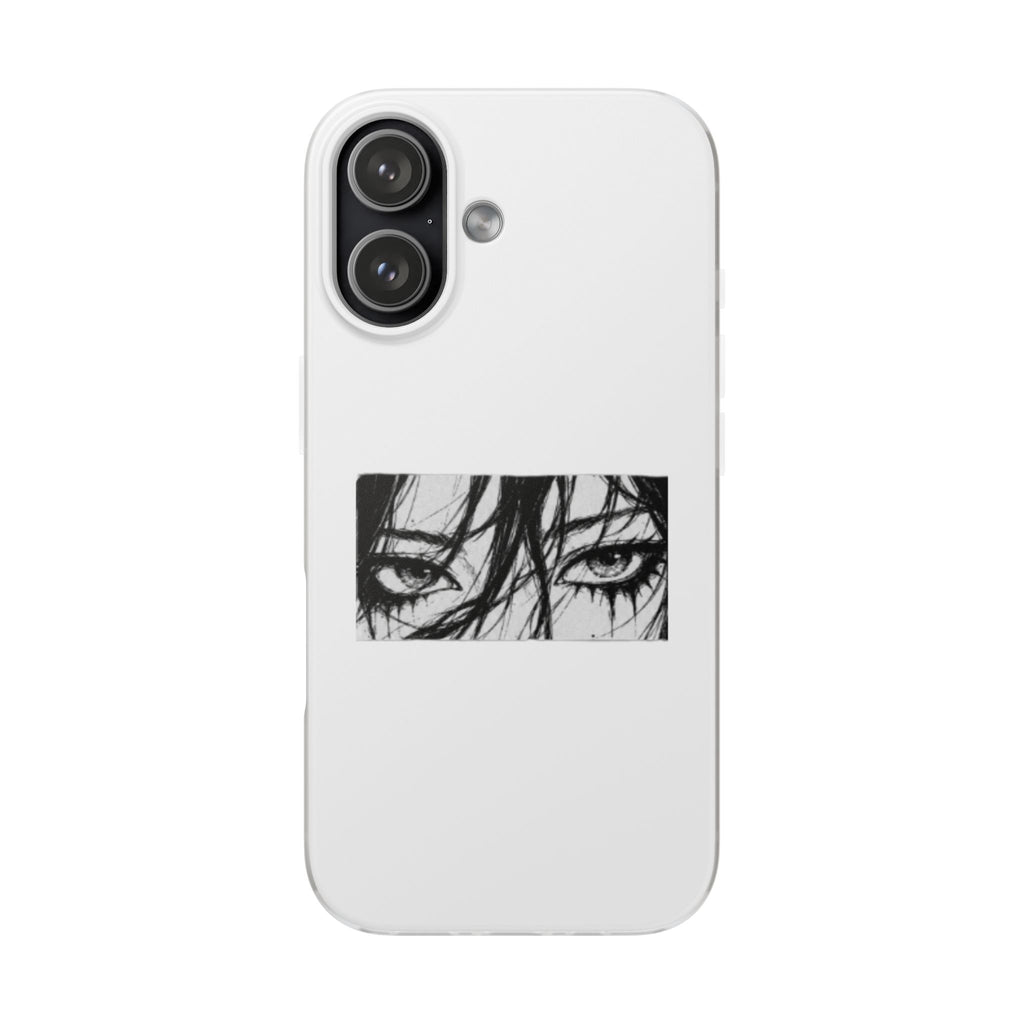 Anime Eyes Illustration Phone Case - Moody Black & White Flexi Case