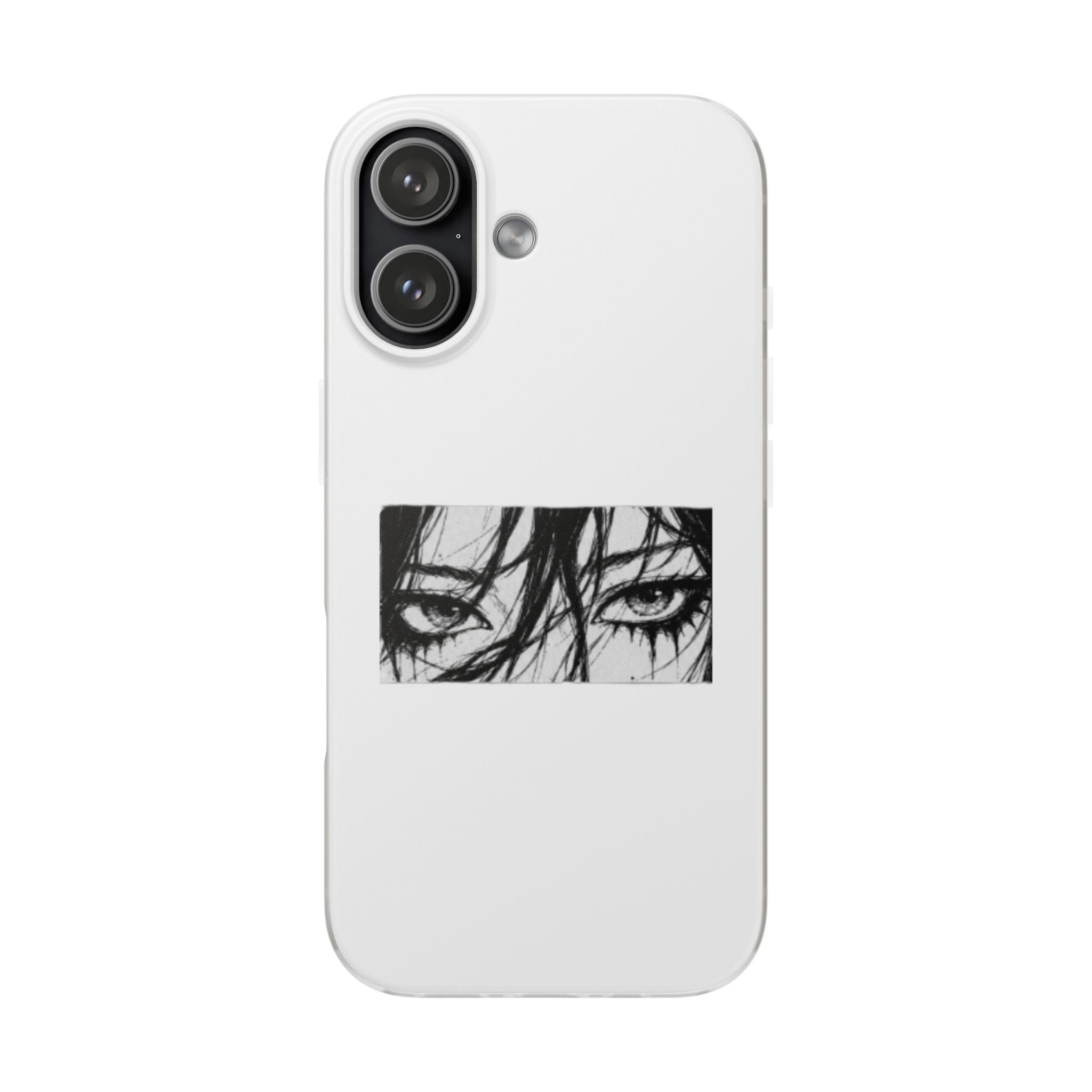 Anime Eyes Illustration Phone Case - Moody Black & White Flexi Case
