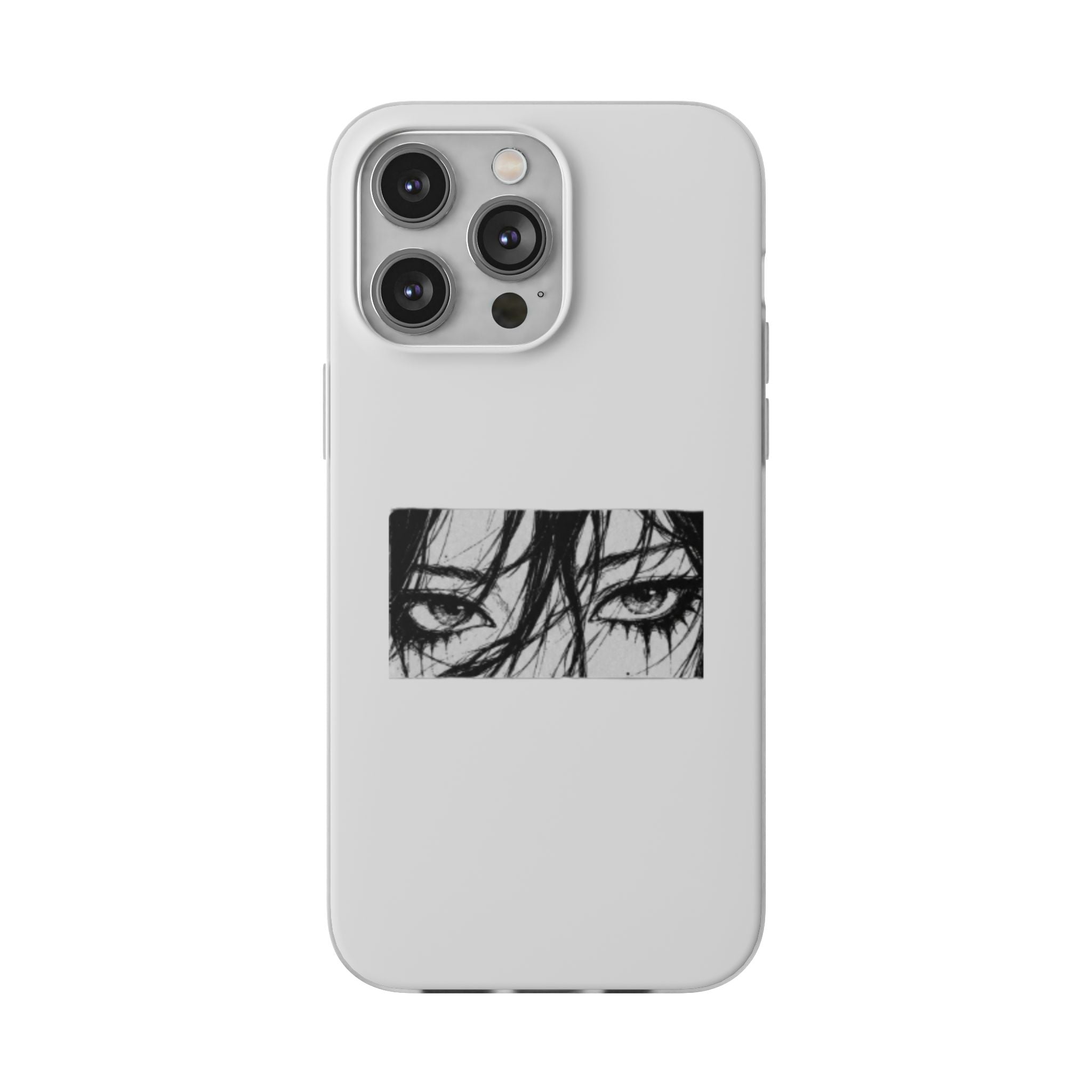 Anime Eyes Illustration Phone Case - Moody Black & White Flexi Case