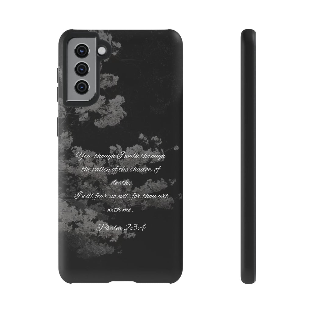 Bible Verse Phone Case — Psalm 23:4 Comfort Black Protective Cover