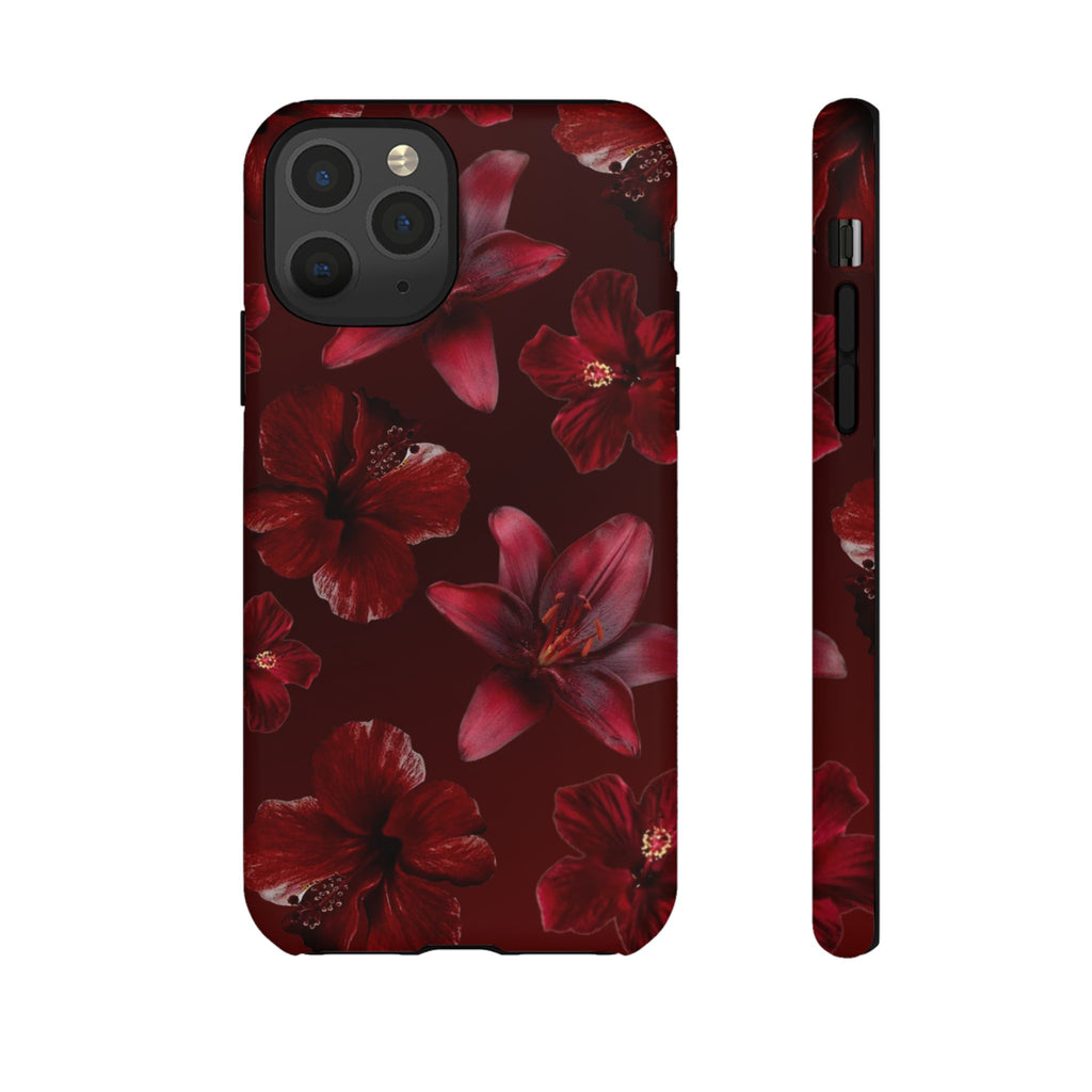 Tough Cases - Dark Red Floral Phone Case