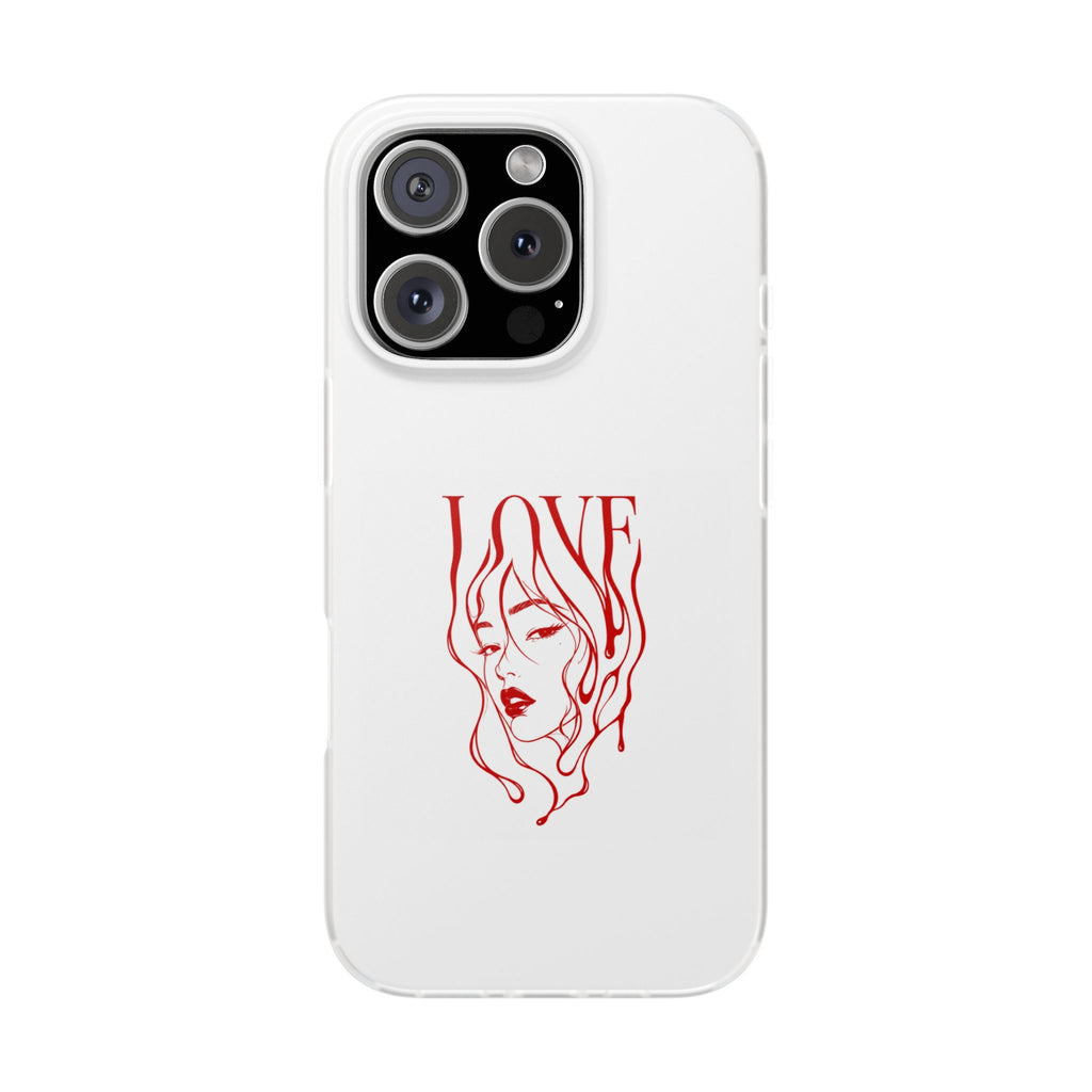 Red Line Art 'LOVE'  Face Design - Flexi Case