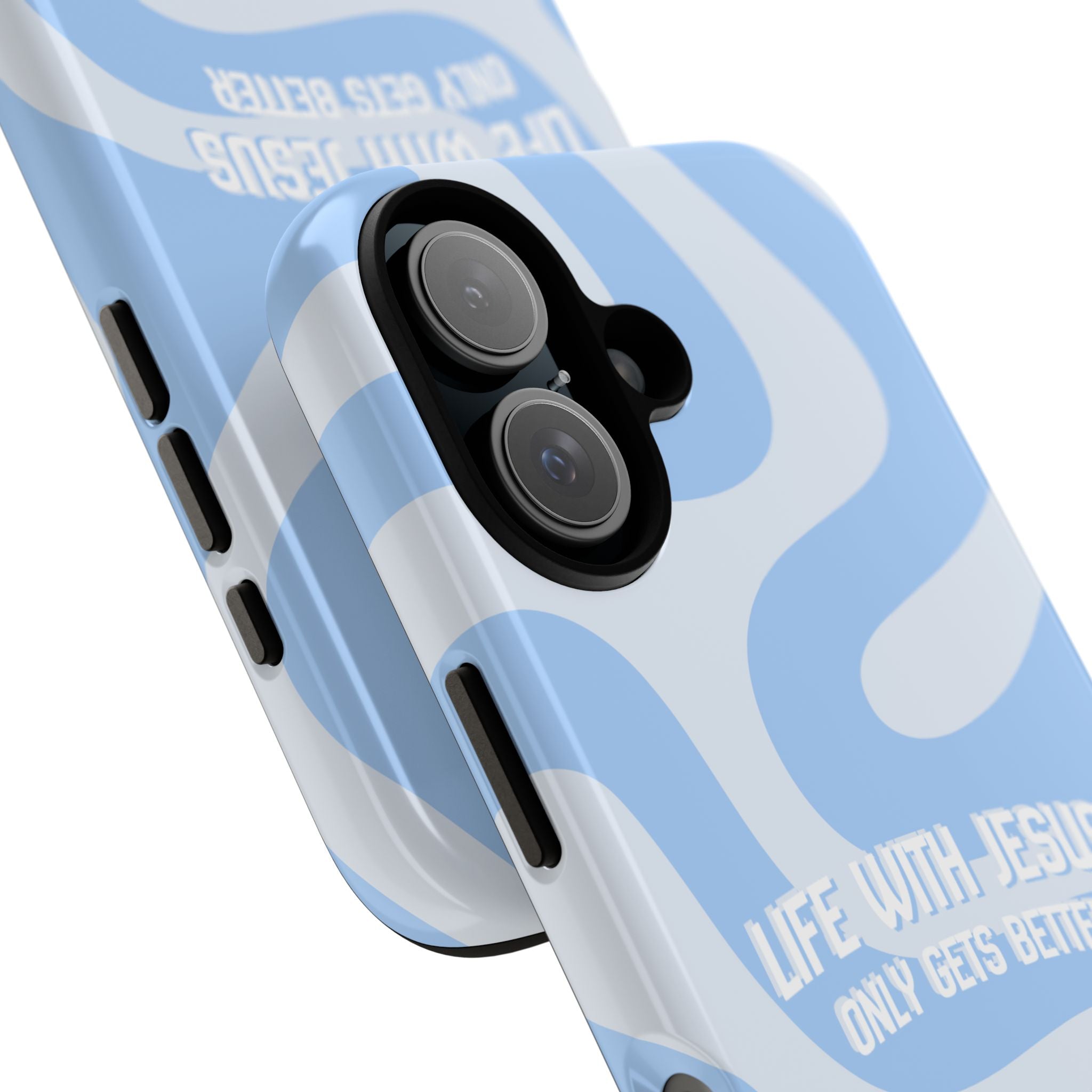 Blue Swirl Phone Case - "Life With Jesus Only Gets Better" Christian iPhone Cover