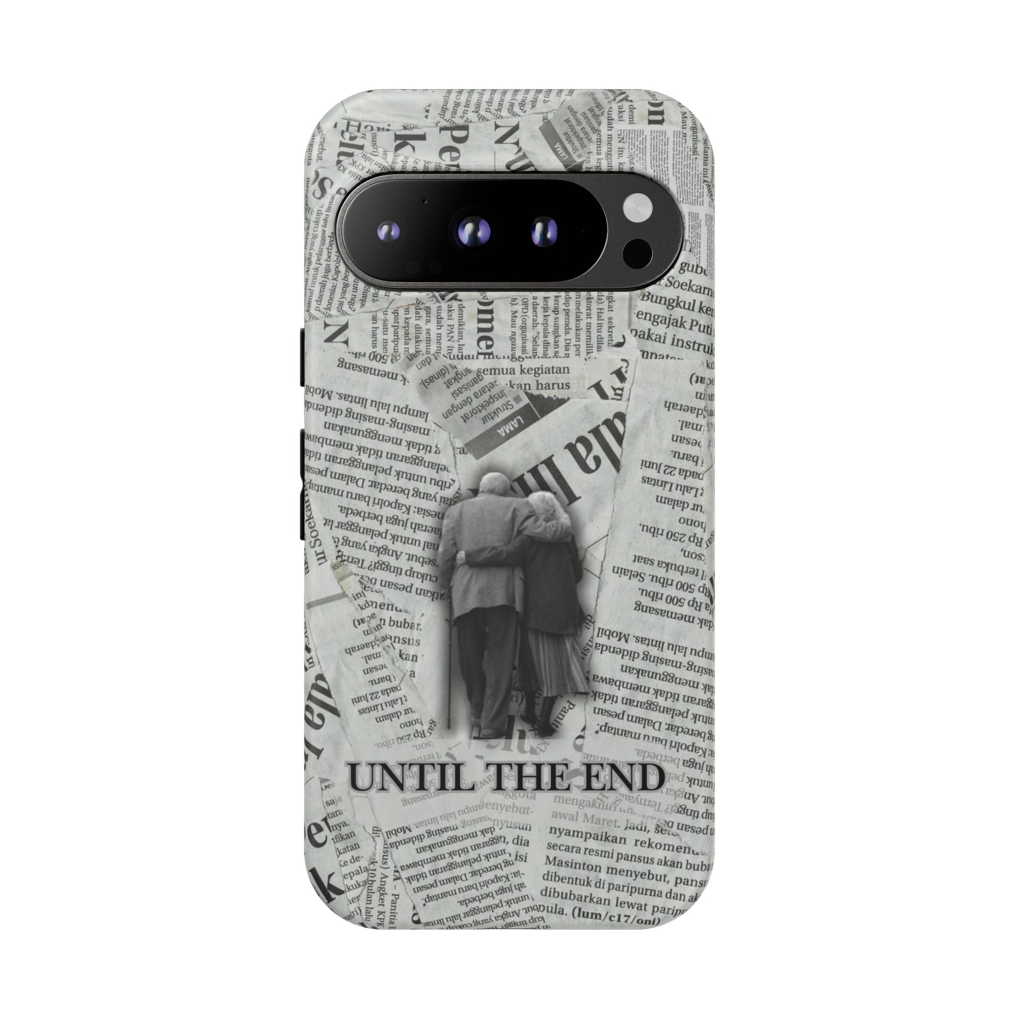 Until the End Newspaper Collage Phone Case