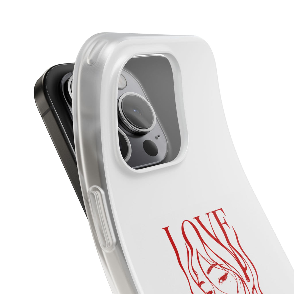 Red Line Art 'LOVE'  Face Design - Flexi Case