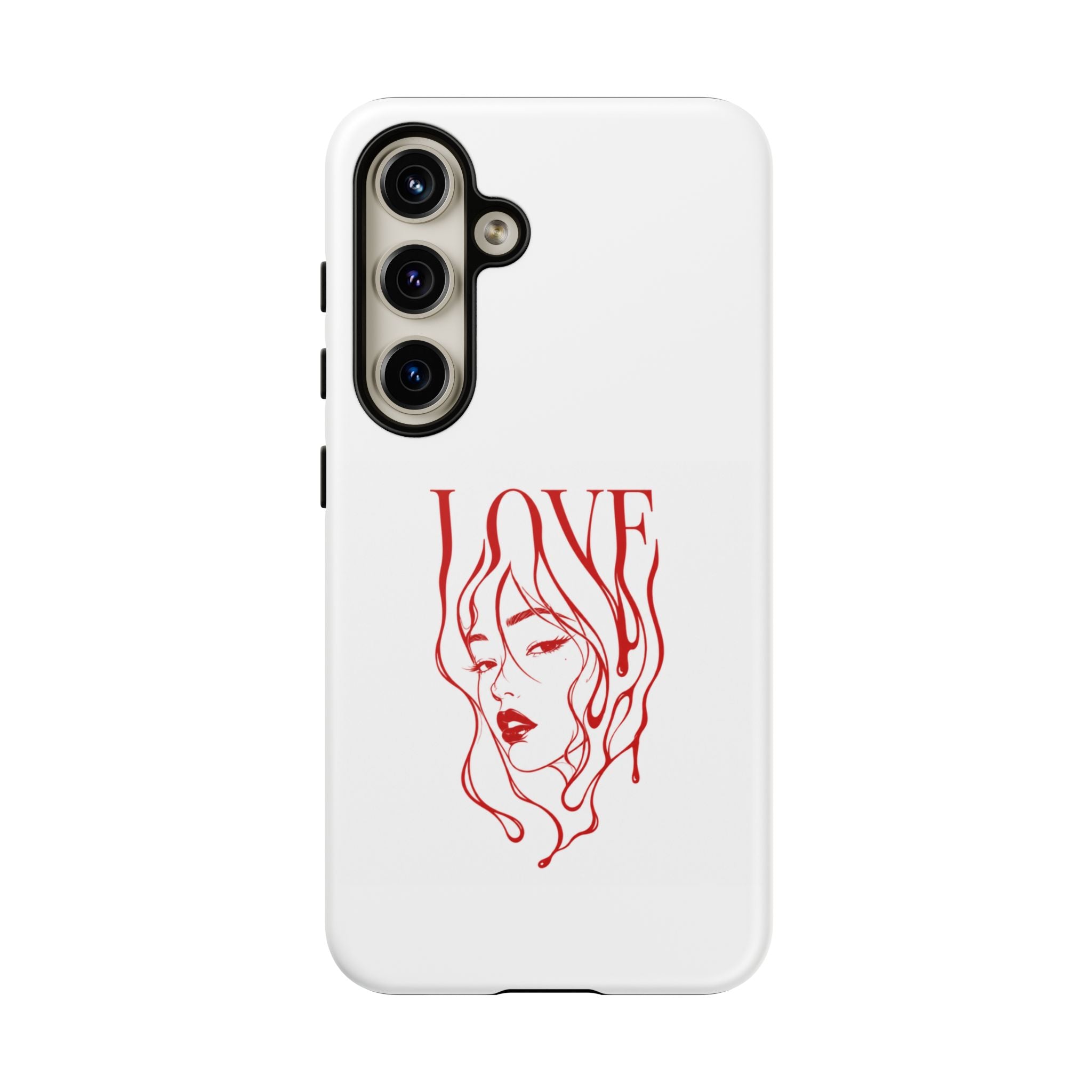 Red Line Art 'Love' Face Design - Tough Case