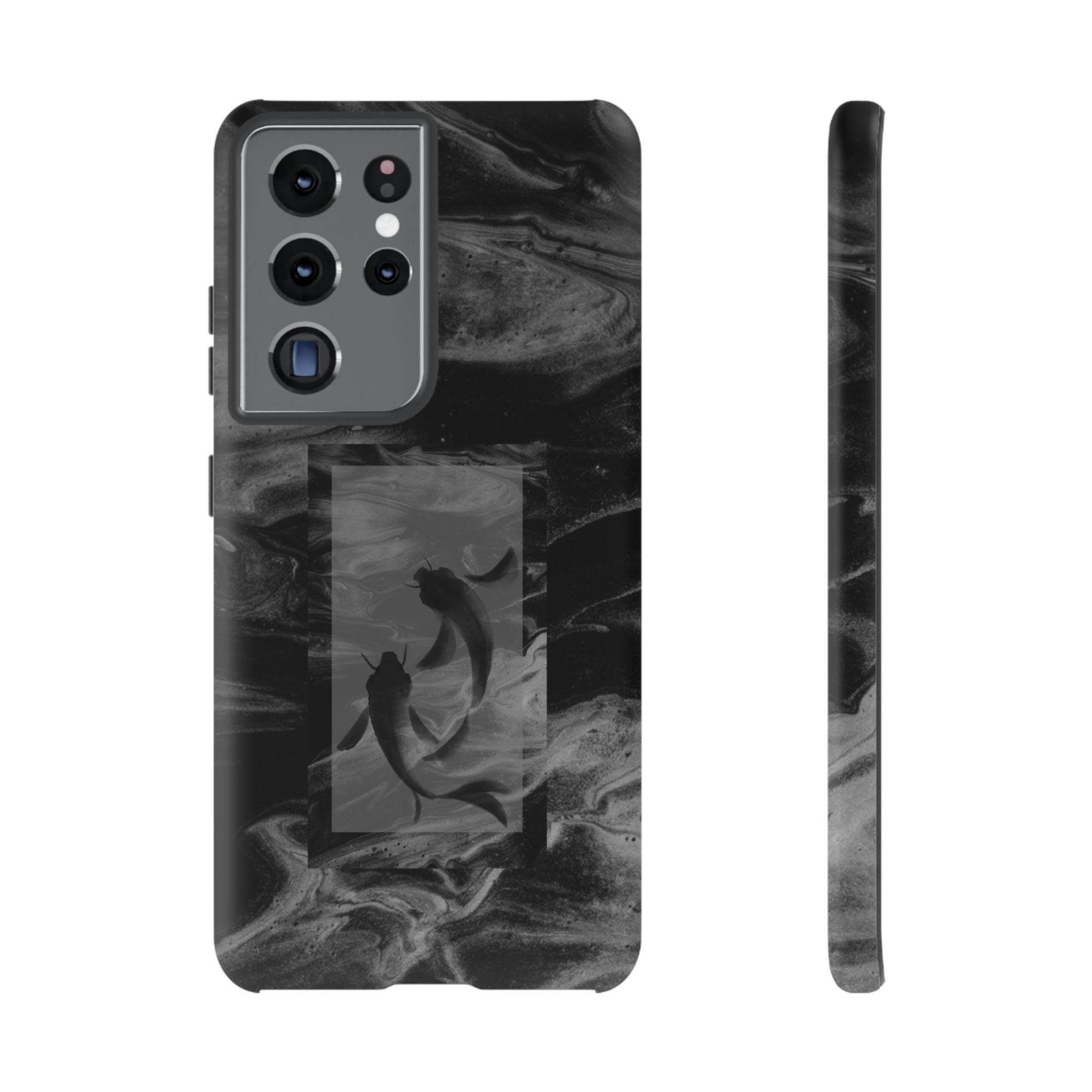 Koi Yin-Yang Marble Phone Case – Black Smoky Art Protection