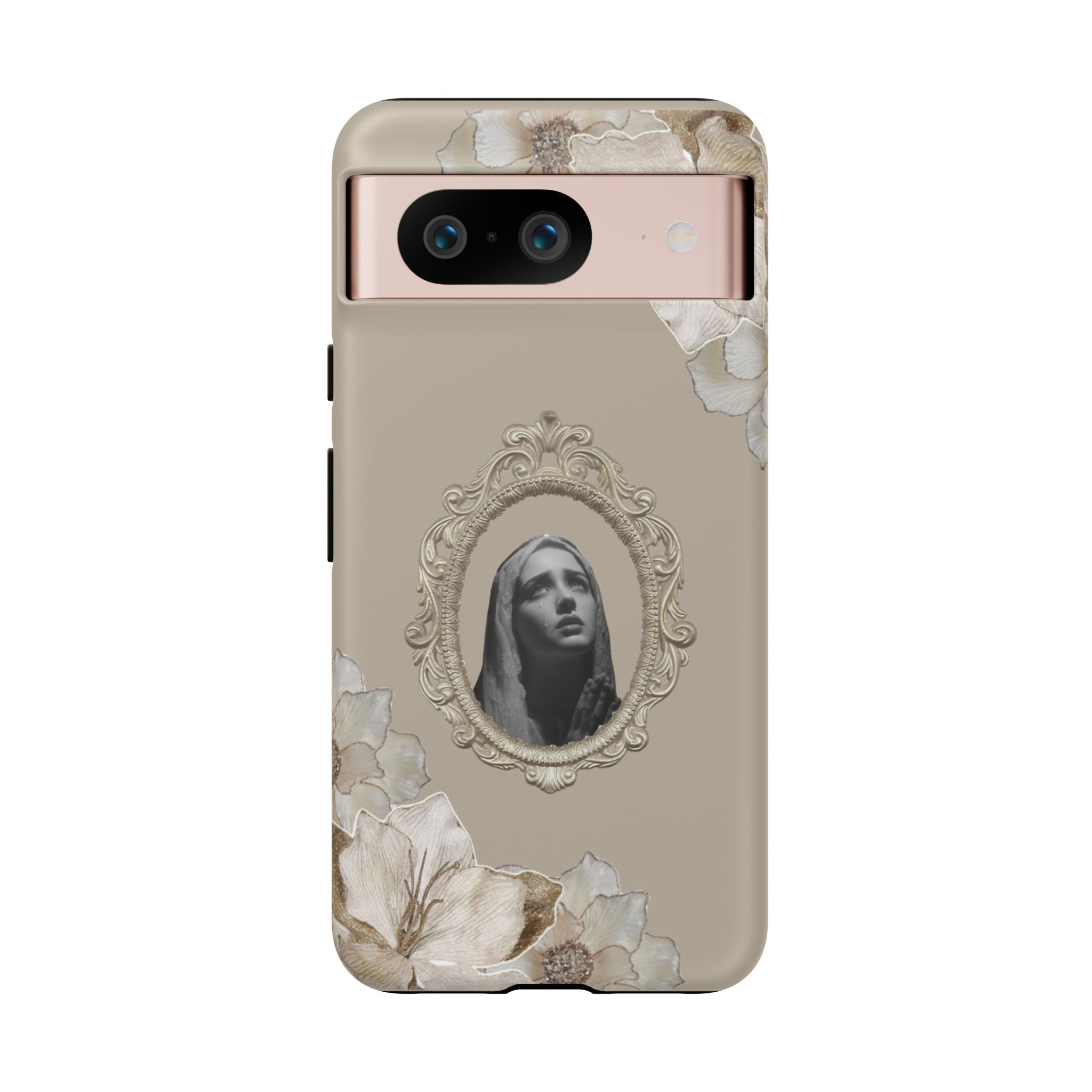 Vintage Floral Phone Case with Sacred Madonna Portrait