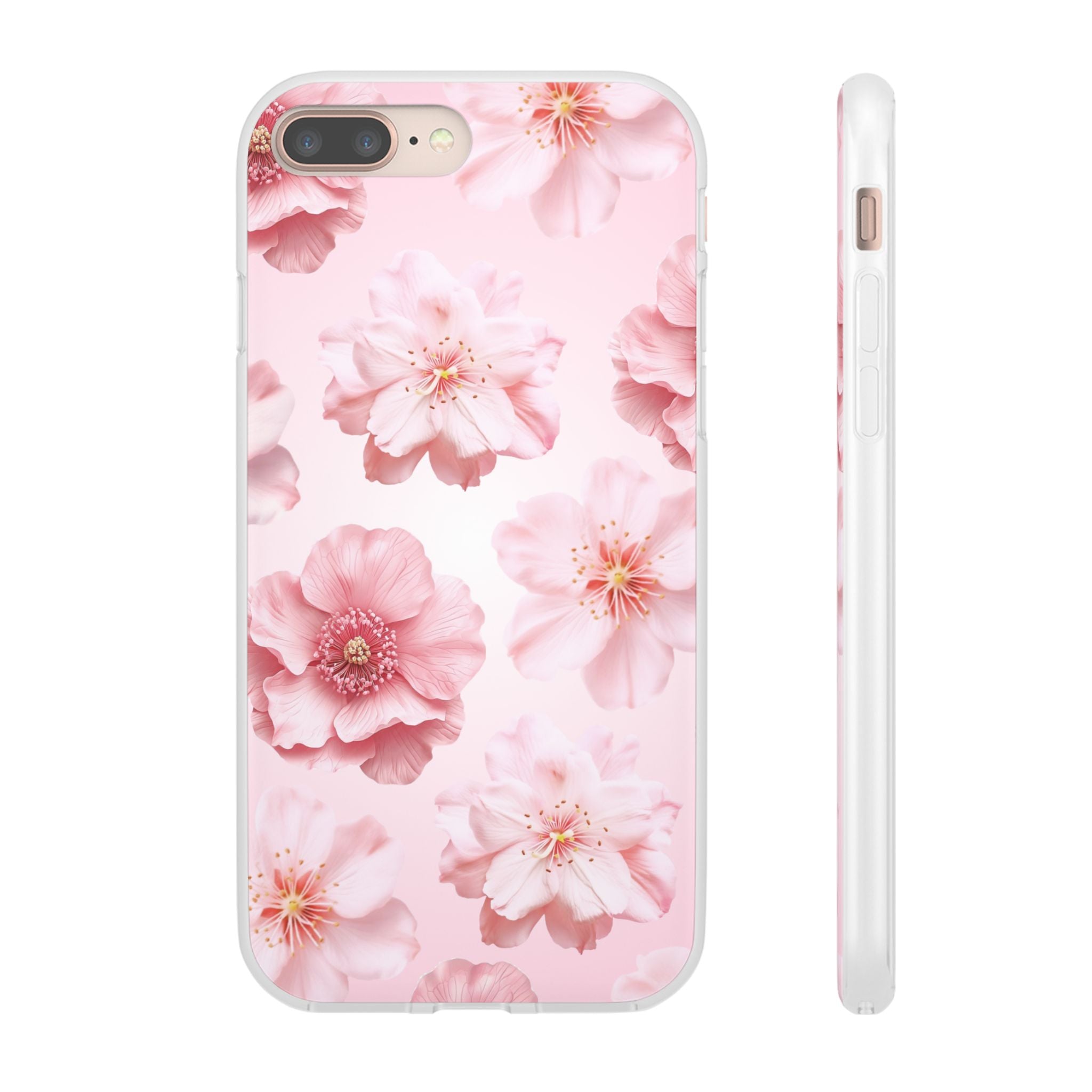 Pink Cherry Blossom Phone Case — Floral Slim Flexi Case for iPhone
