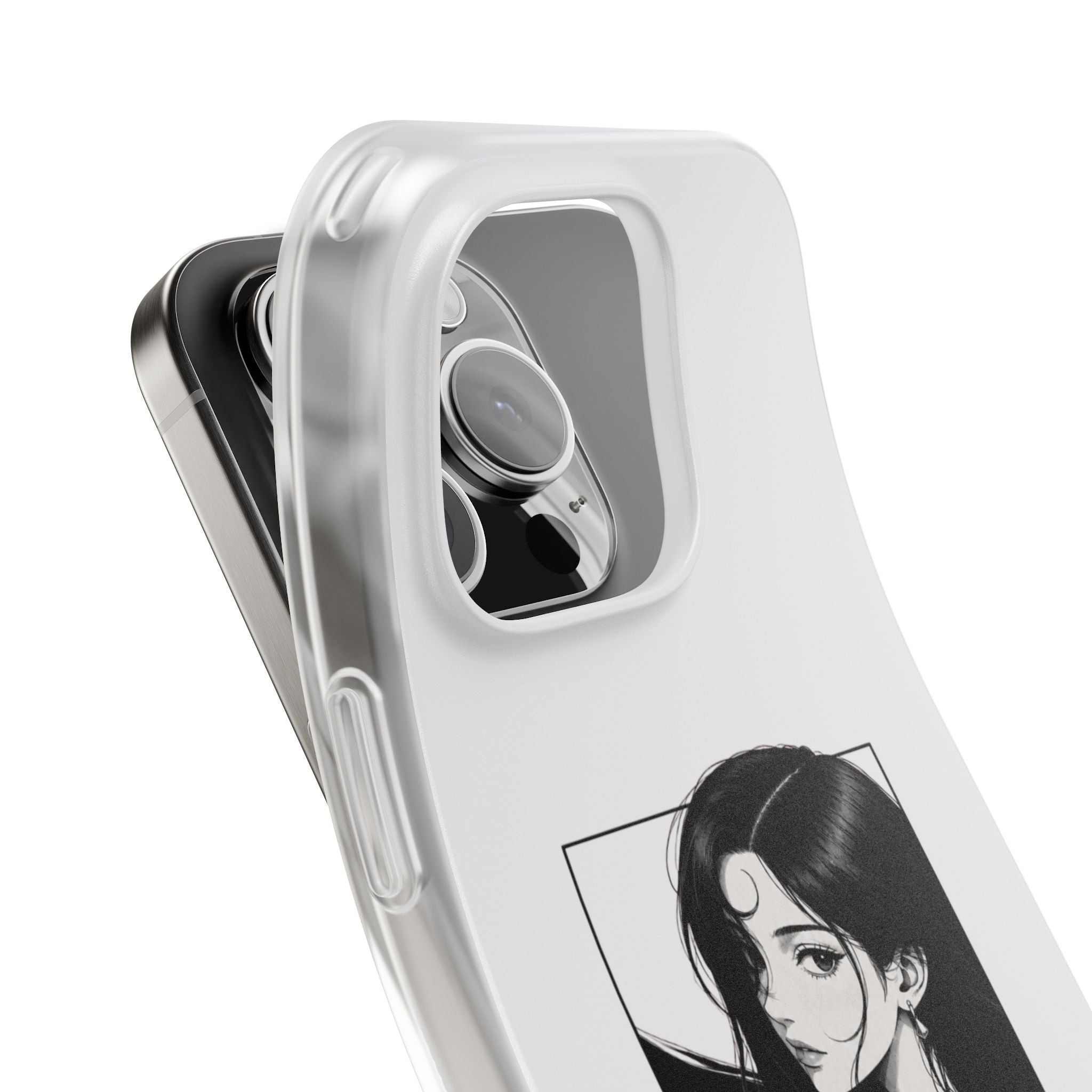 Anime Girl Noir Black Rose Illustration Flexi Case
